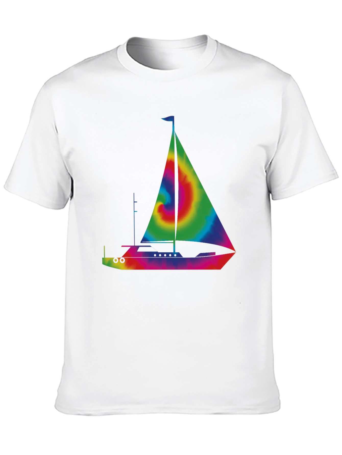 Black Tie-Dye Sailboat Graphic T-Shirt - Black view 10