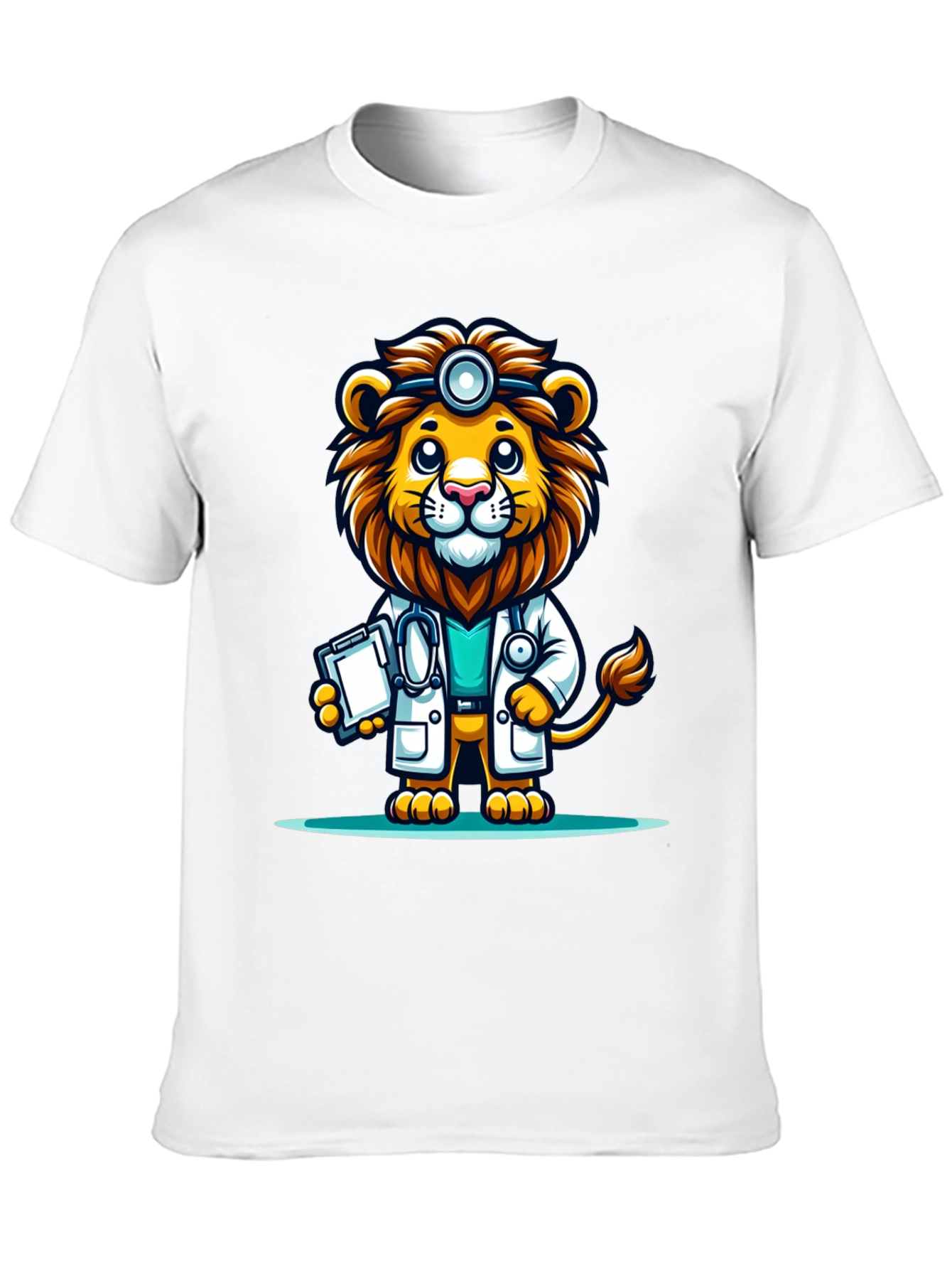 Black Lion Doctor Graphic Tee - Cute Cartoon Animal T-Shirt view 10