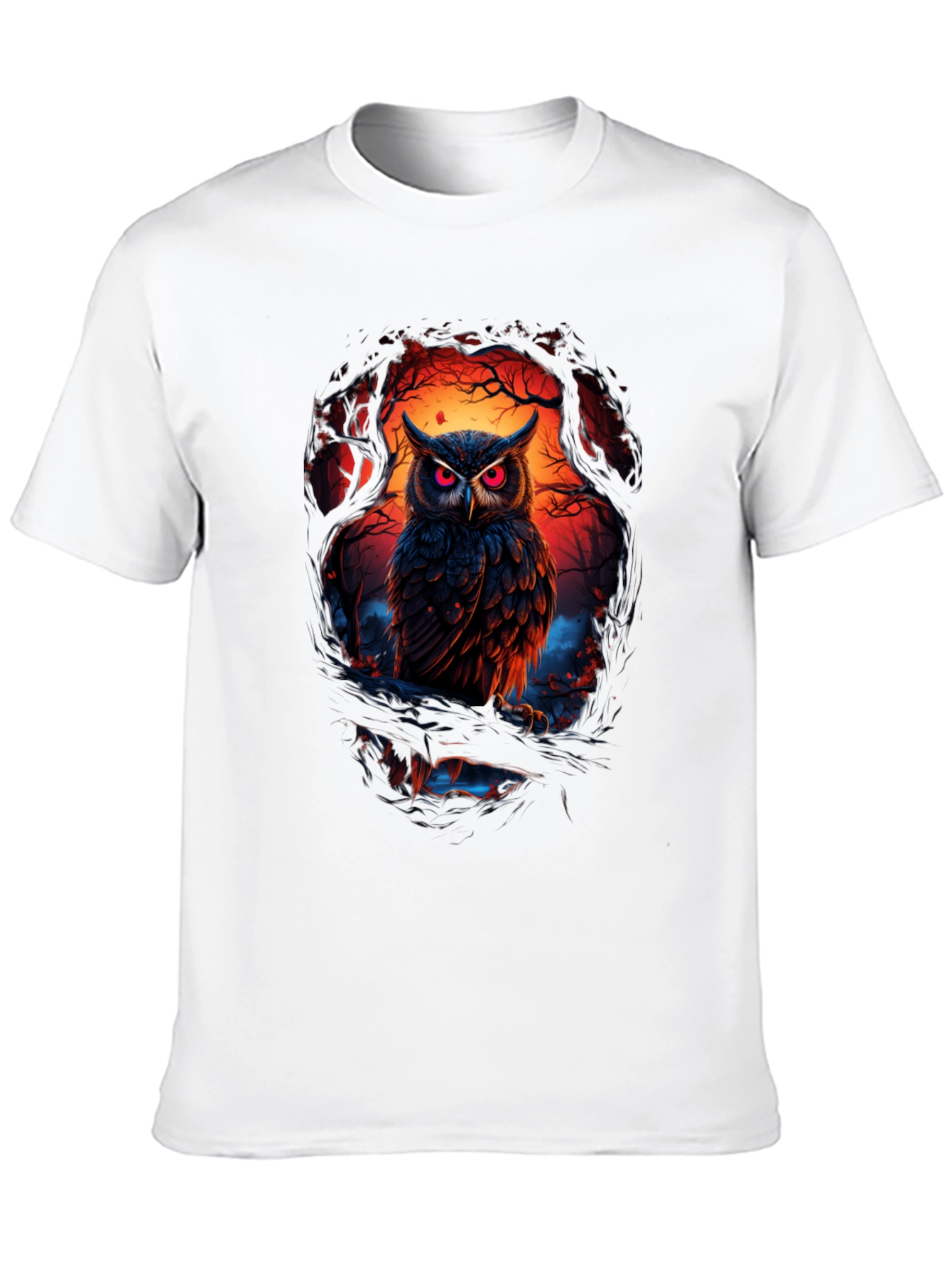 Owl Graphic Print Tee - Men's Black T-Shirt - 10