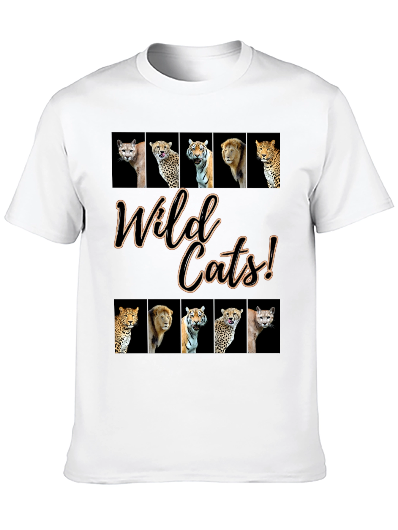 Black Wild Cats Graphic Print T-Shirt view 10