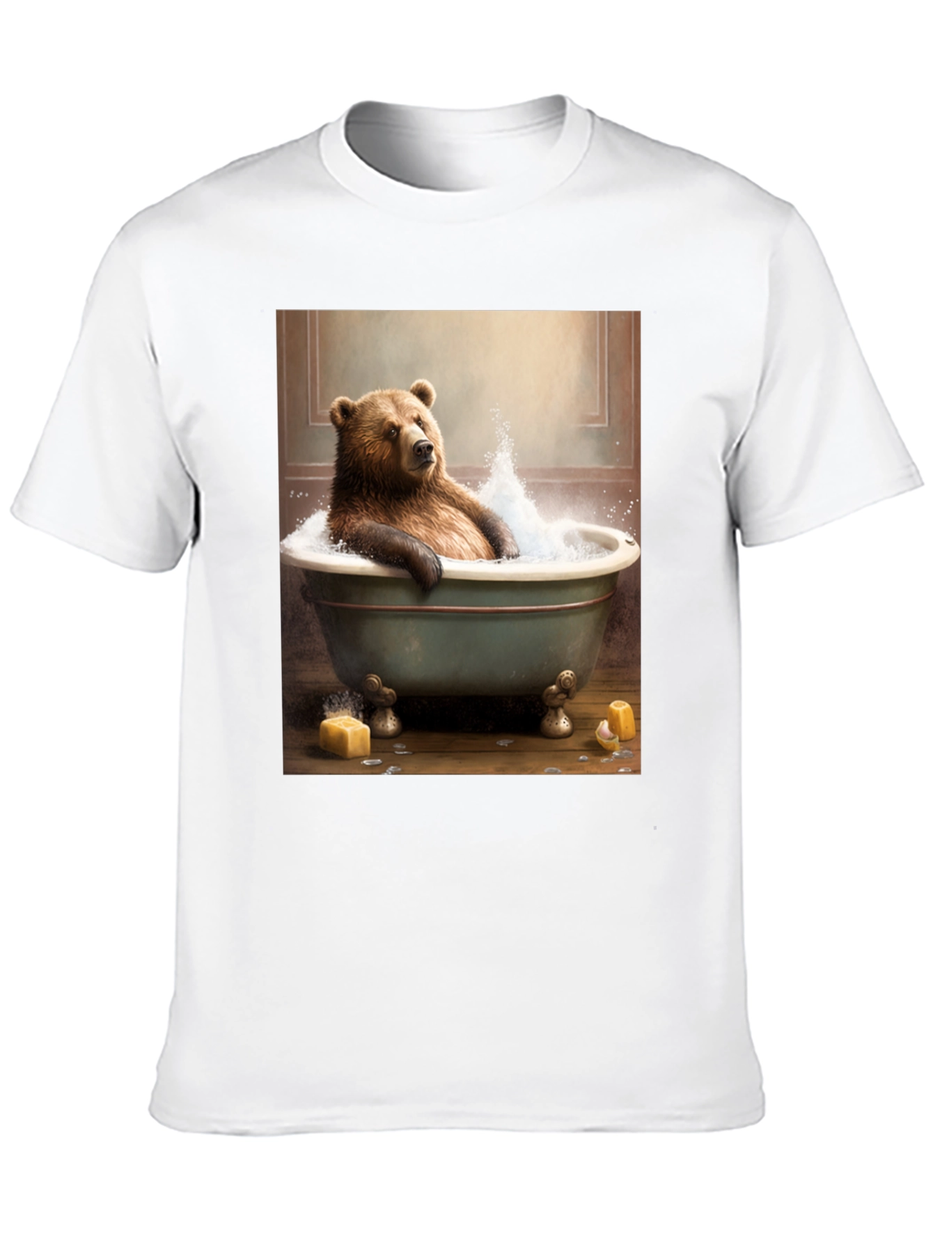 Black Bear in Tub T-Shirt - Humorous Animal Graphic Tee view 10