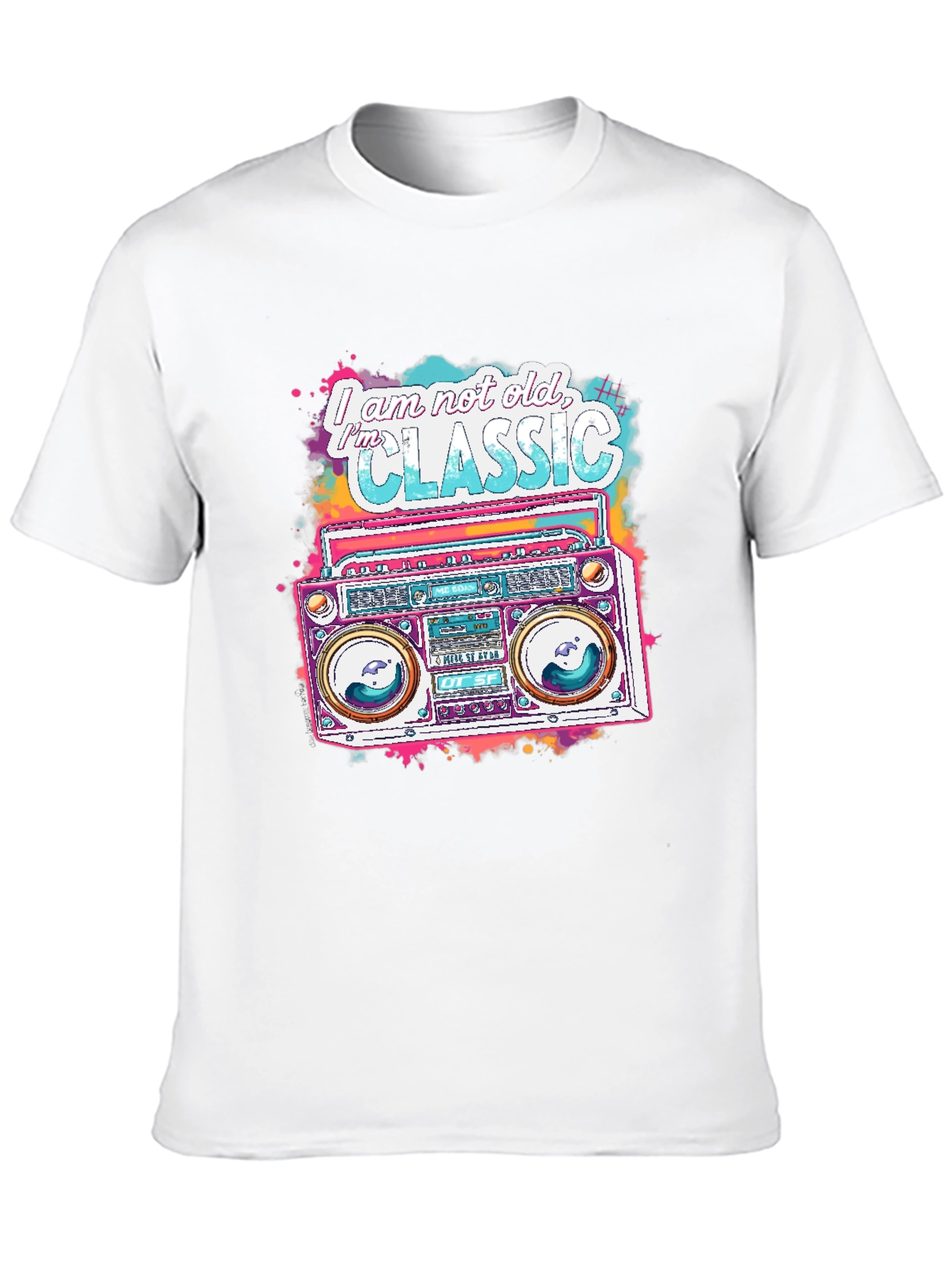 Black Retro Boombox Graphic Tee - I am not old, I'm Classic view 10