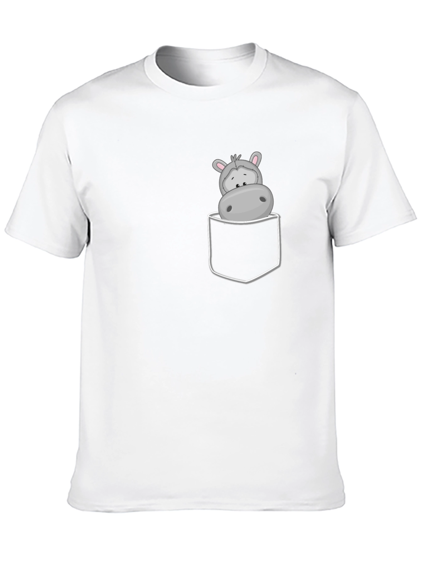 Black Hippo Pocket Tee - Cute Cartoon Graphic view 10