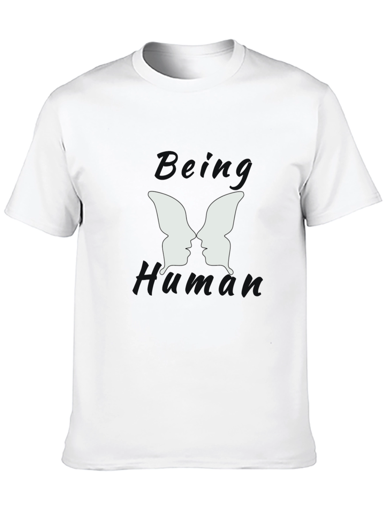 Black Being Human Black Graphic T-Shirt - Butterfly Face Design view 10