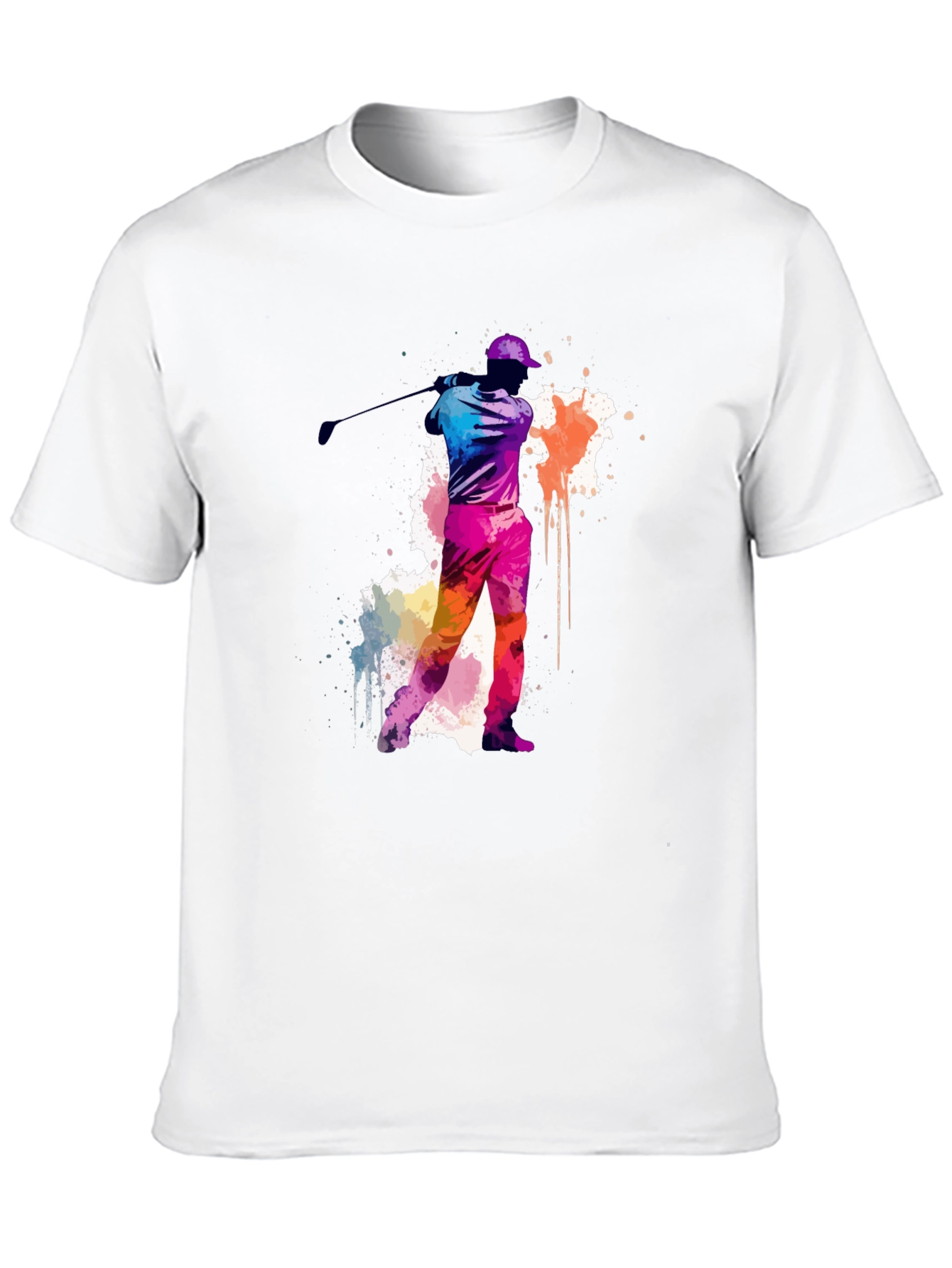Black Golfing Watercolor Tee - Black Cotton T-Shirt view 10