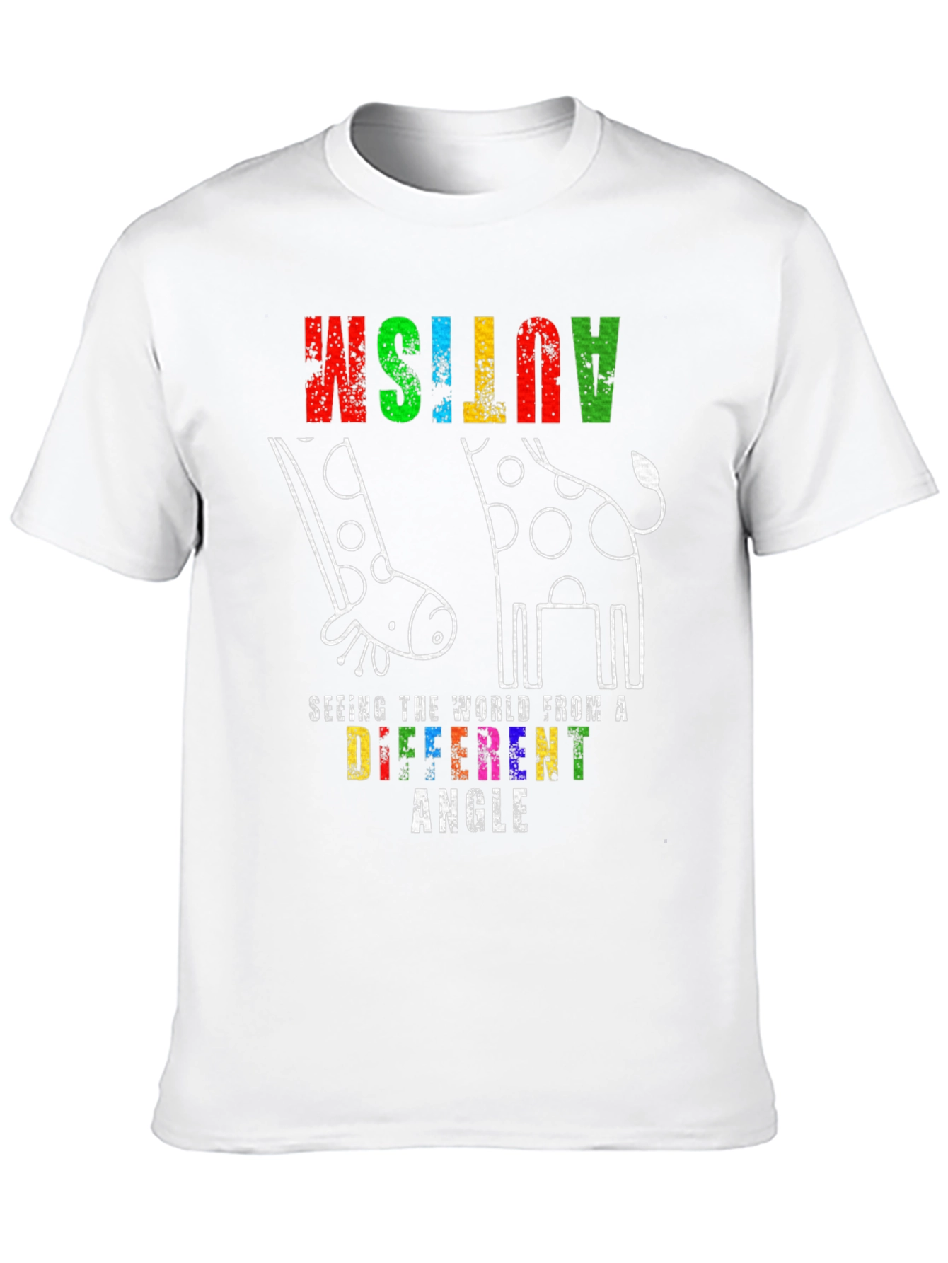 Black Autism Awareness Giraffe T-Shirt - See the World Differently view 10