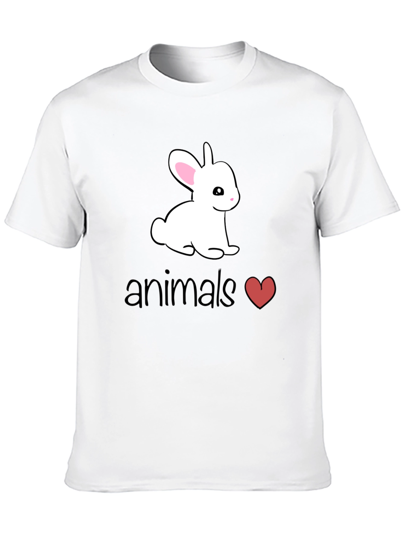 Black Cute Bunny Animals Heart T-Shirt view 10