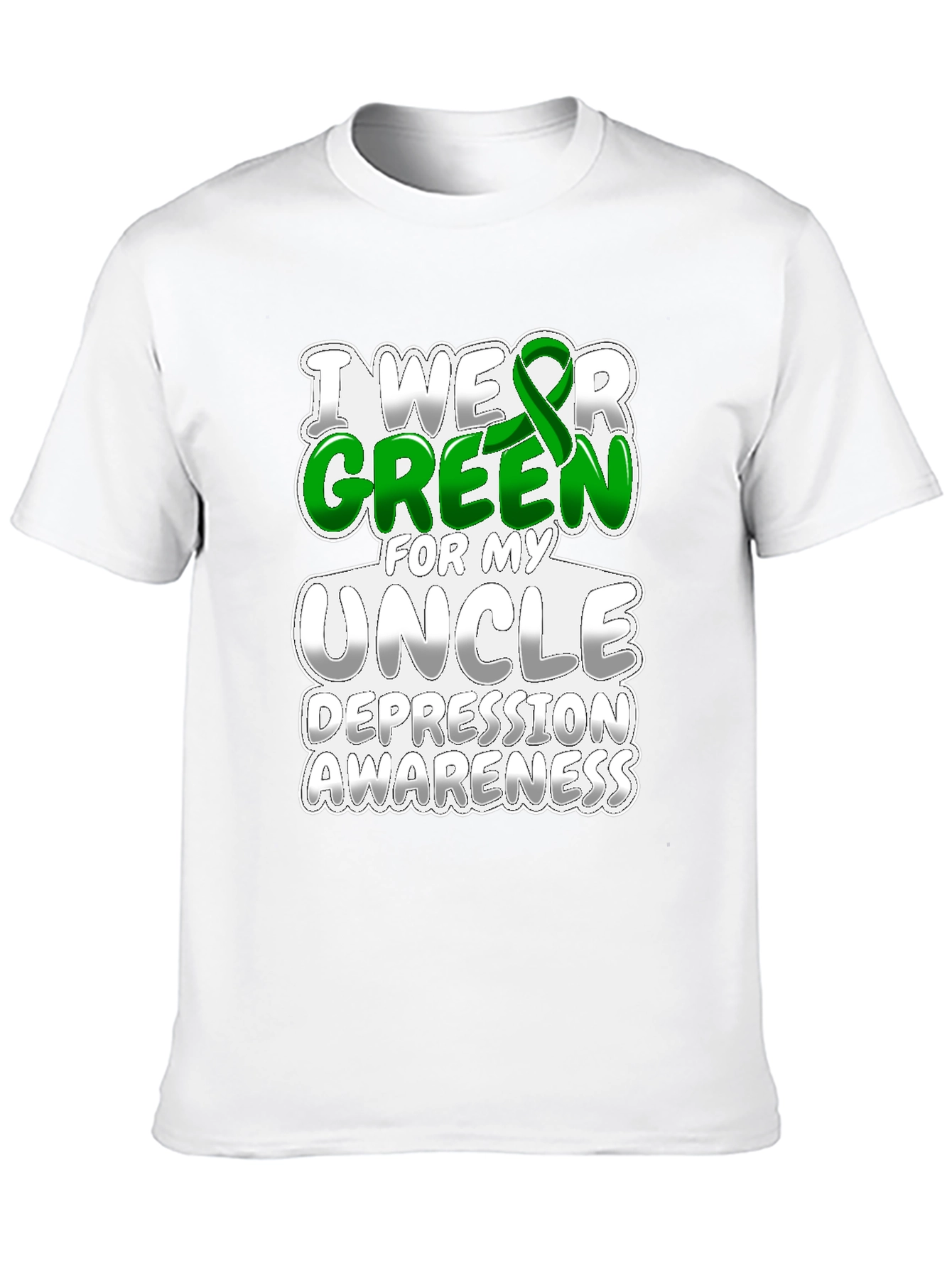 Black I Wear Green for My Uncle Depression Awareness T-Shirt view 10