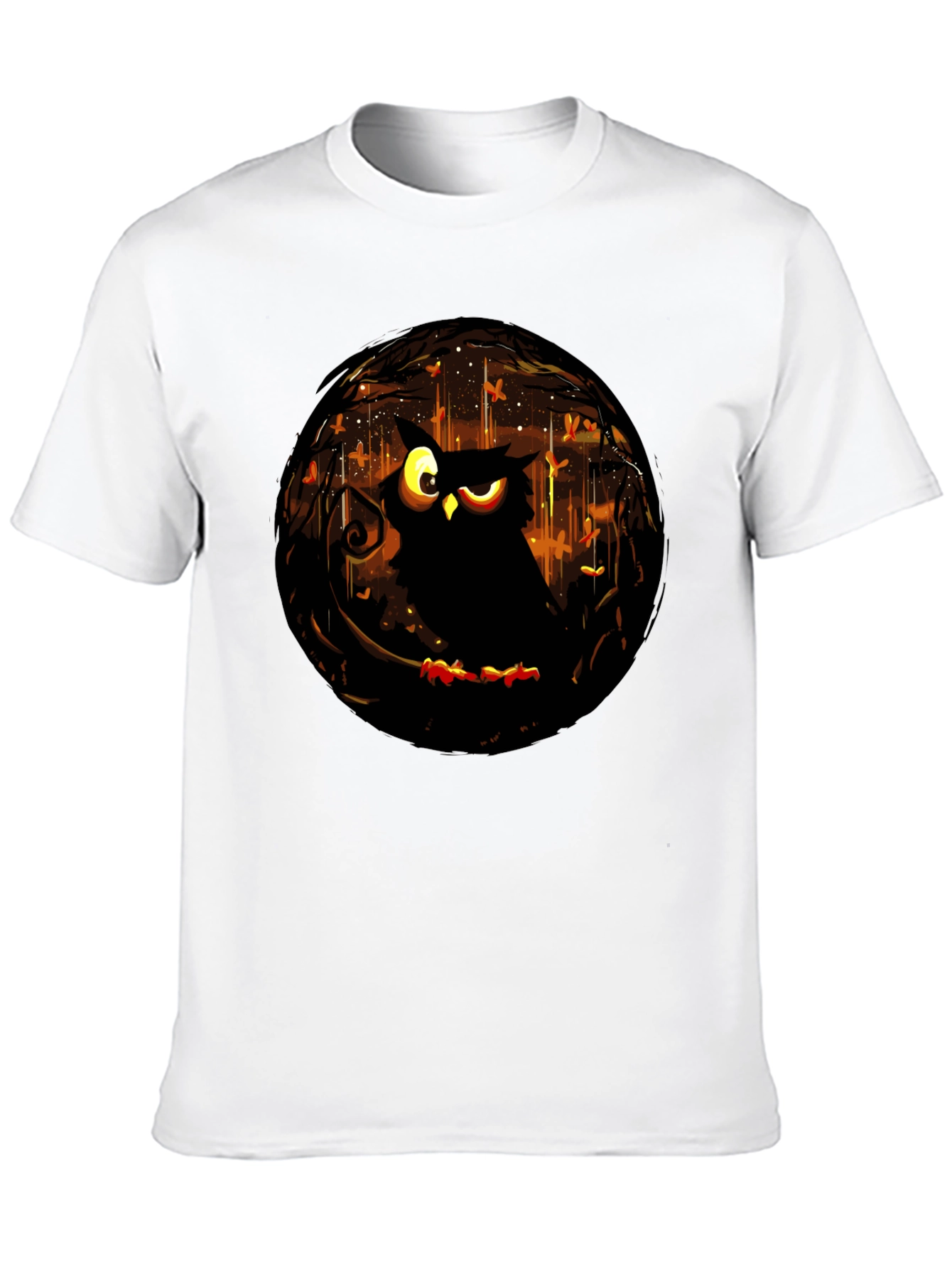 Black Owl Graphic Tee - Dark Forest Design T-Shirt view 10