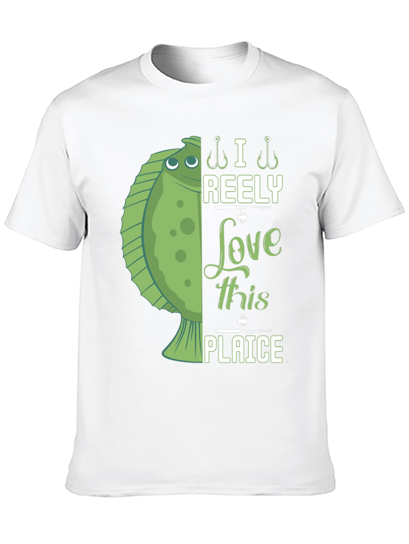 Black Funny Fishing T-Shirt - I Reely Love This Plaice view 10