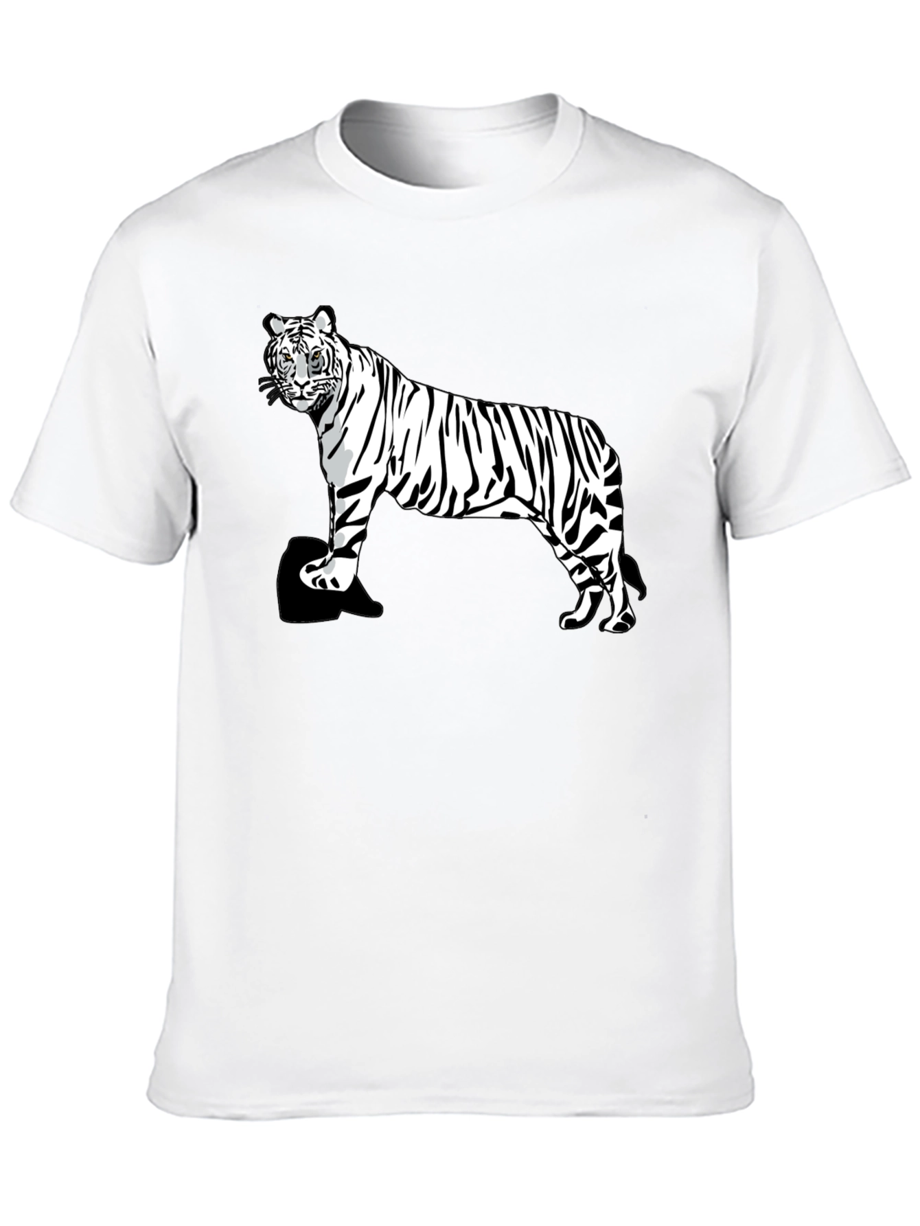 Black White Tiger Graphic Tee - Men's Black T-Shirt view 10
