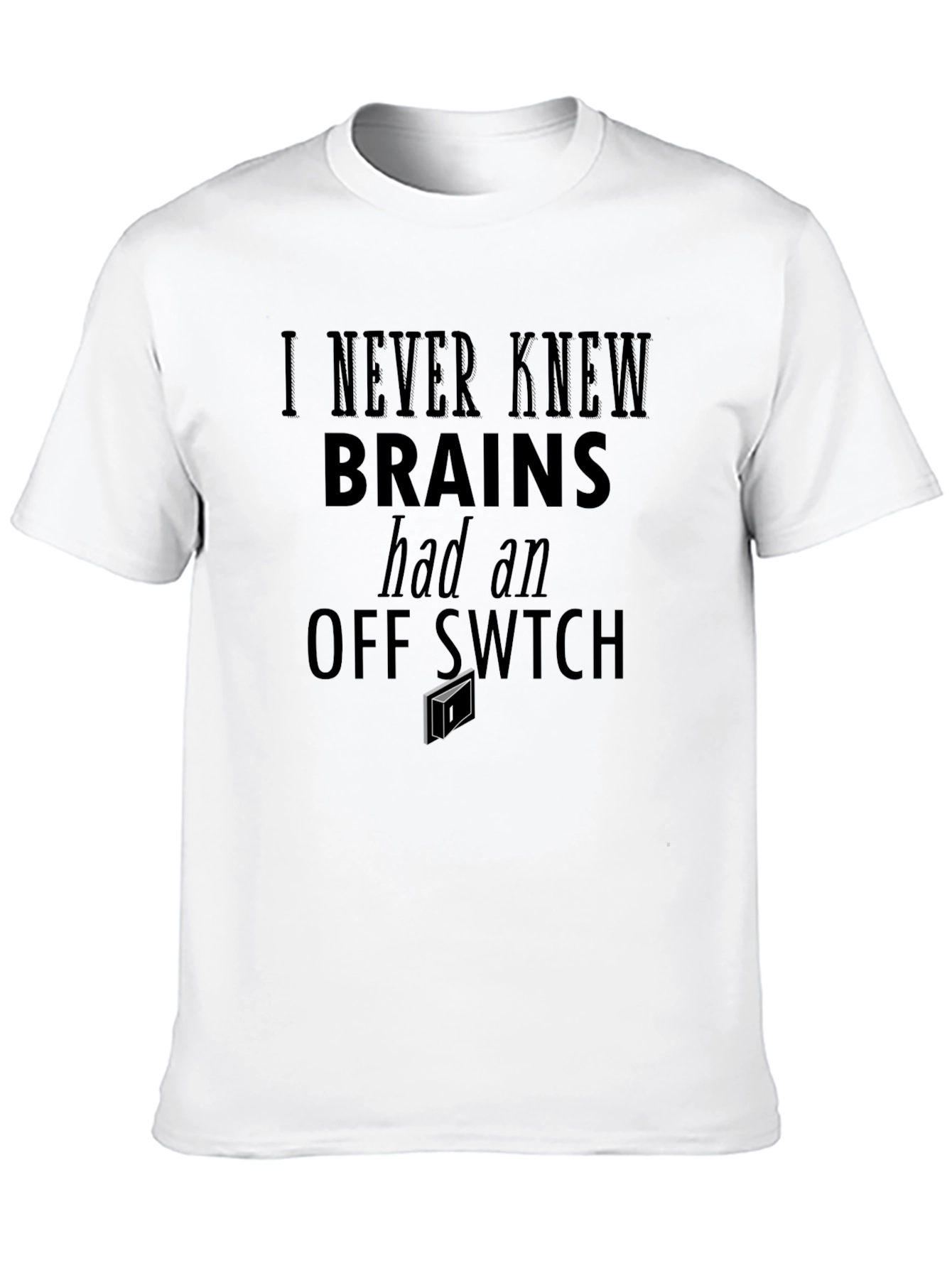 Black Brain Off Switch Graphic Tee - Funny Novelty T-Shirt view 10