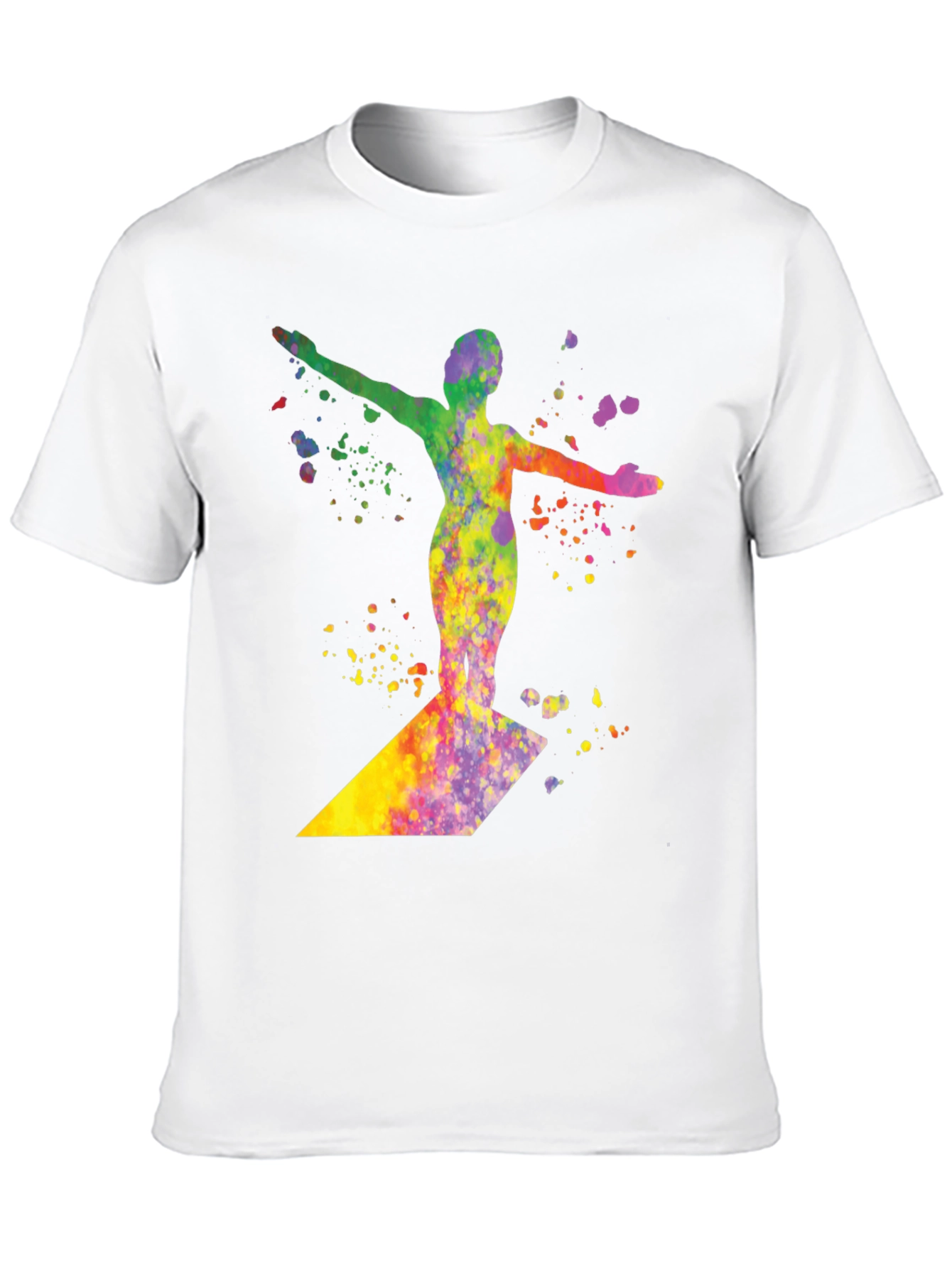 Black Watercolor Surfer Graphic Tee - Black Cotton T-Shirt view 10