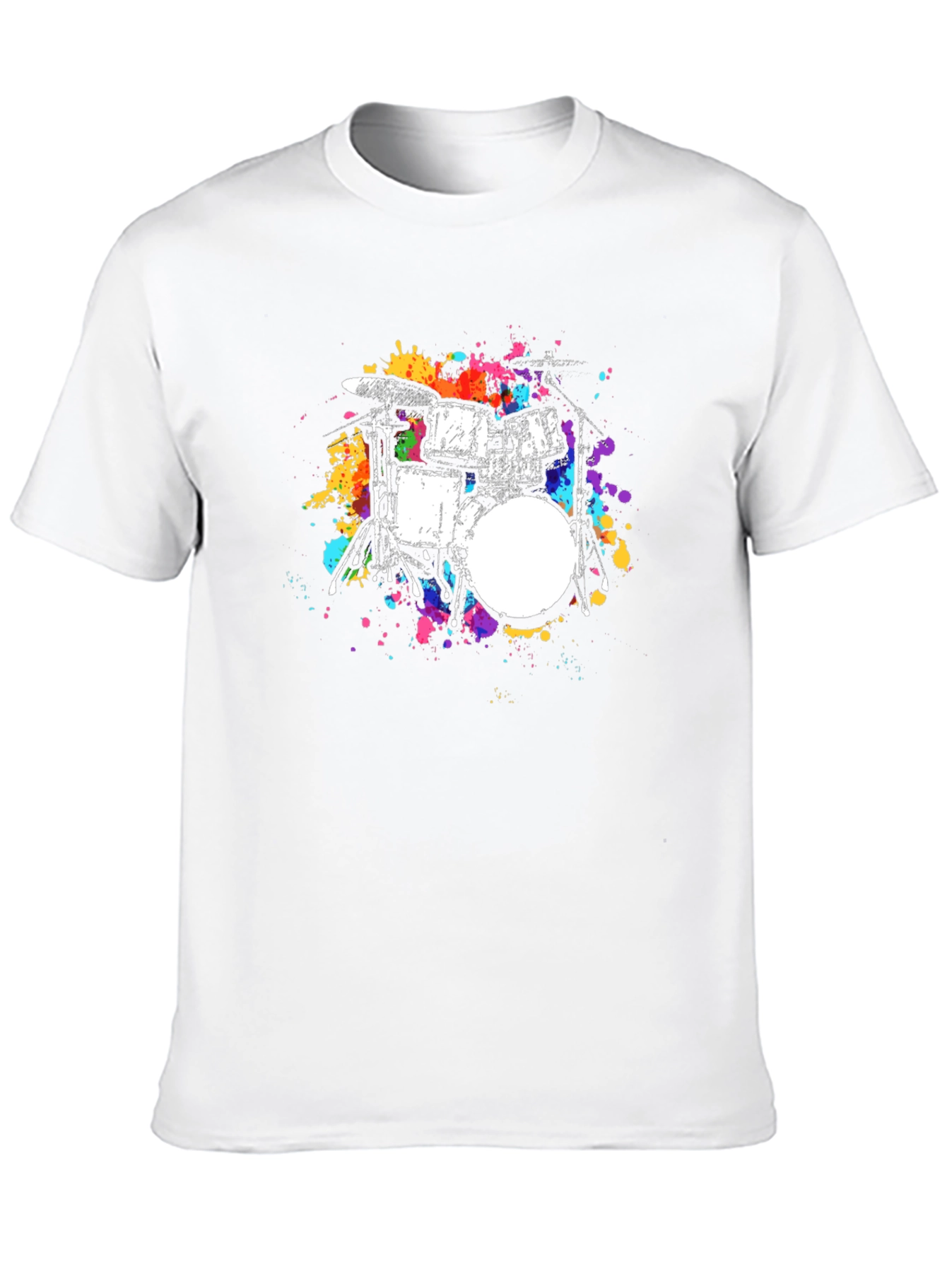 Black Abstract Drum Set Graphic Tee - Black Cotton Blend view 10