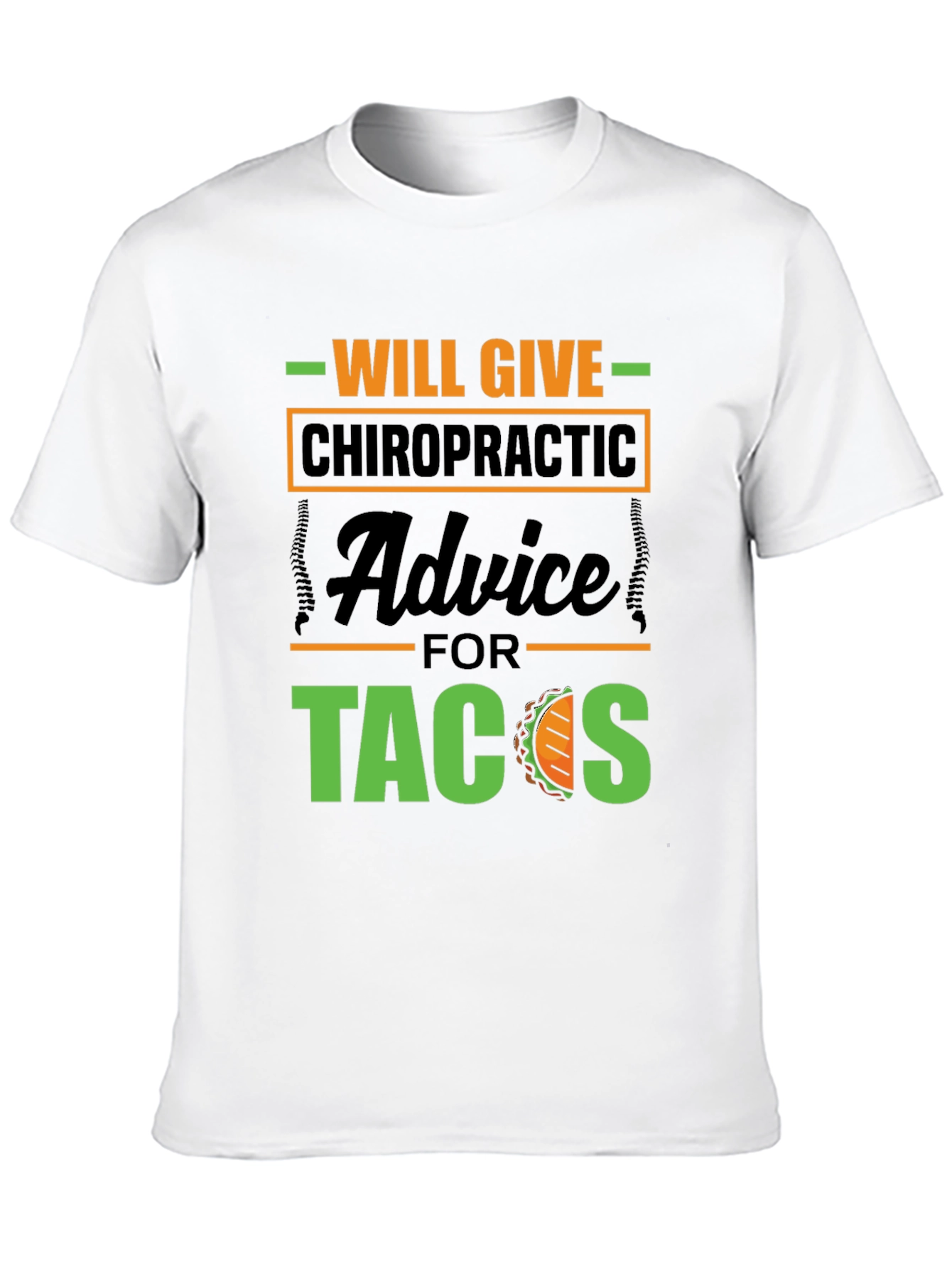 Black Chiropractic Advice for Tacos Graphic Tee view 10