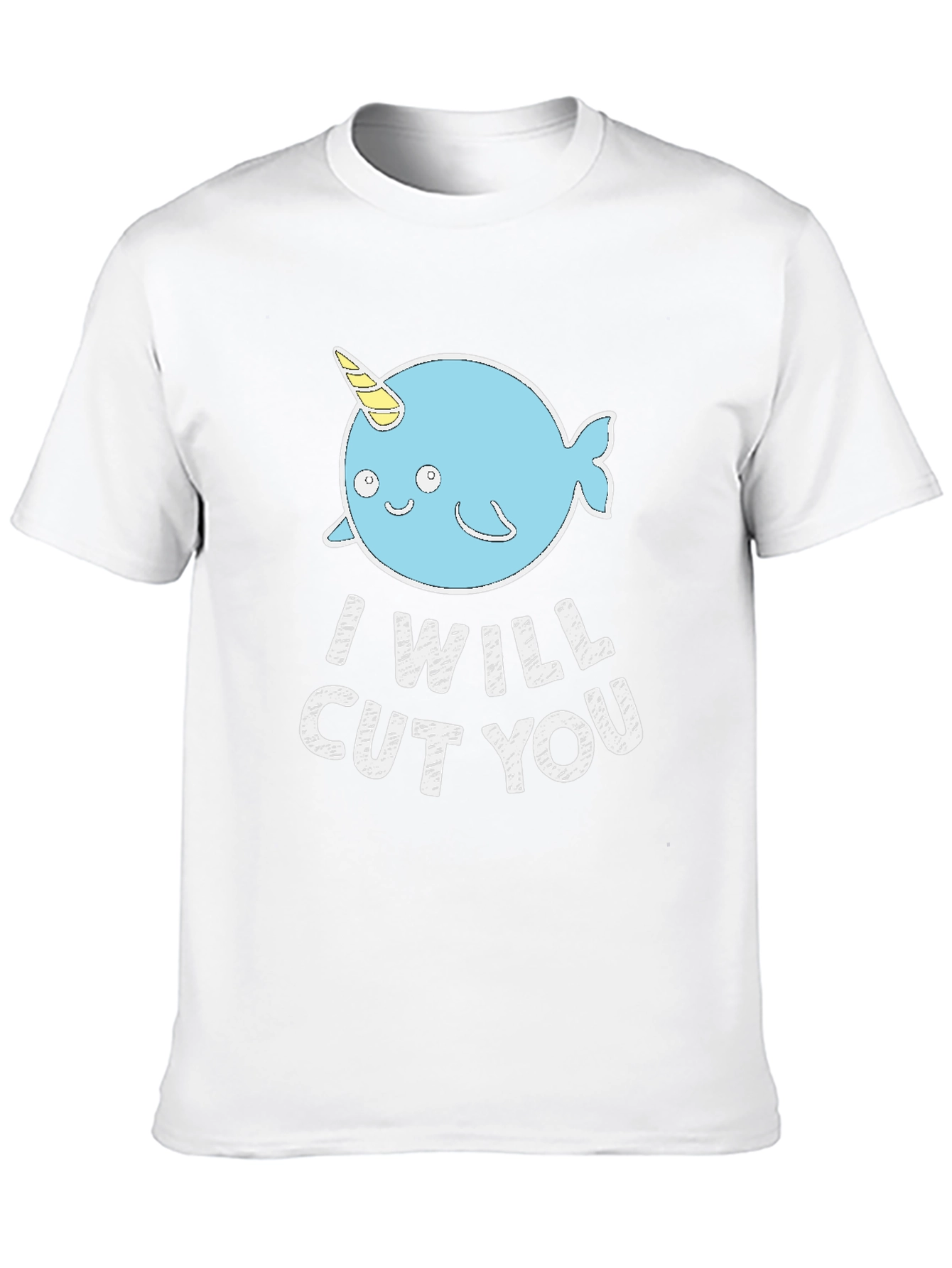 Black Funny Narwhal 'I Will Cut You' Black T-Shirt view 10