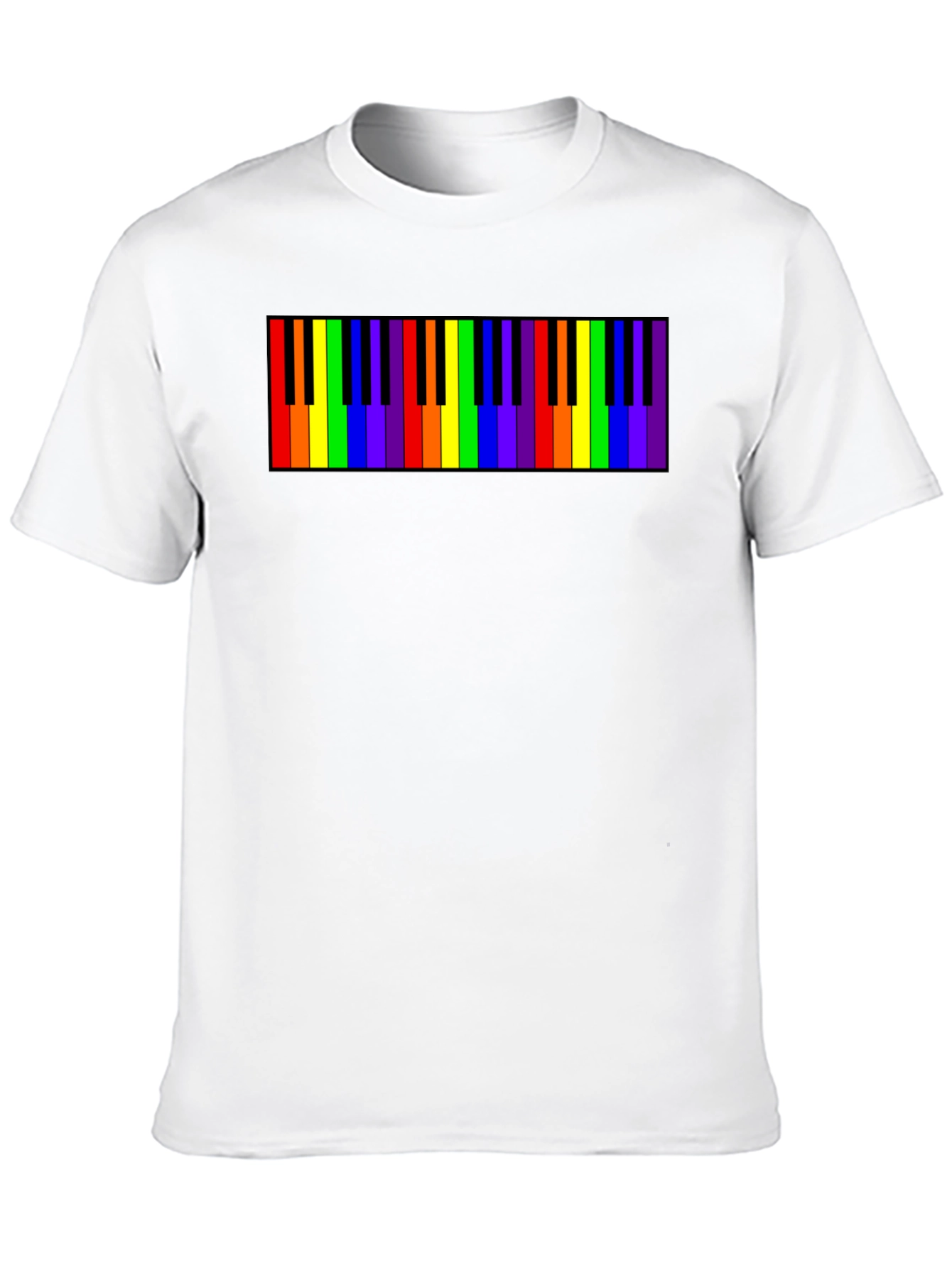 Black Rainbow Piano Keys Graphic Tee - Black Cotton T-Shirt view 10