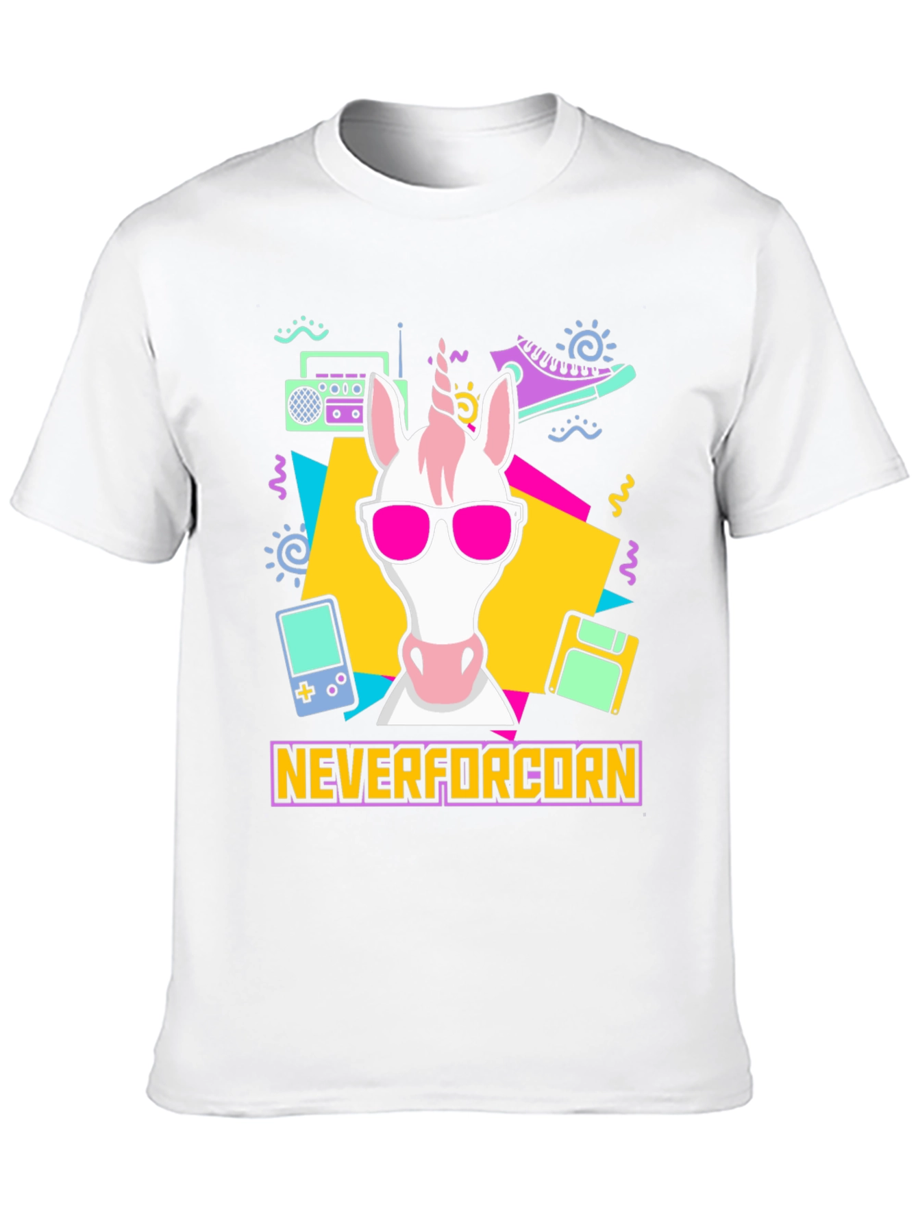 Black NeverforCORN 80s Retro Unicorn T-Shirt view 10