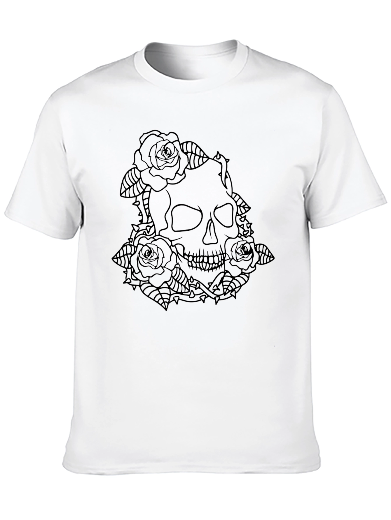 Black Skull & Roses Graphic Tee - Edgy Dark Style view 10