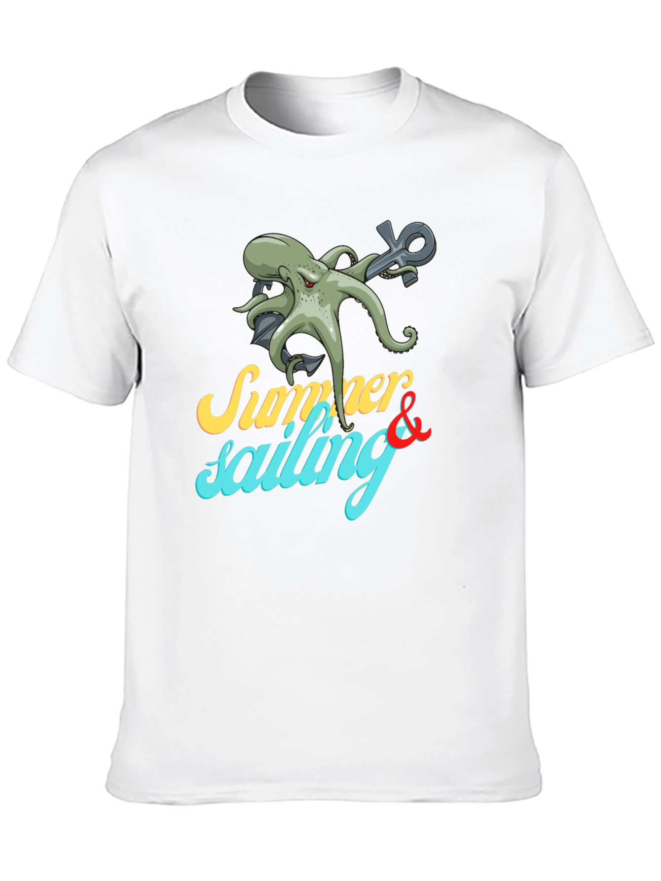 Black Summer Sailing Octopus Graphic Tee view 10