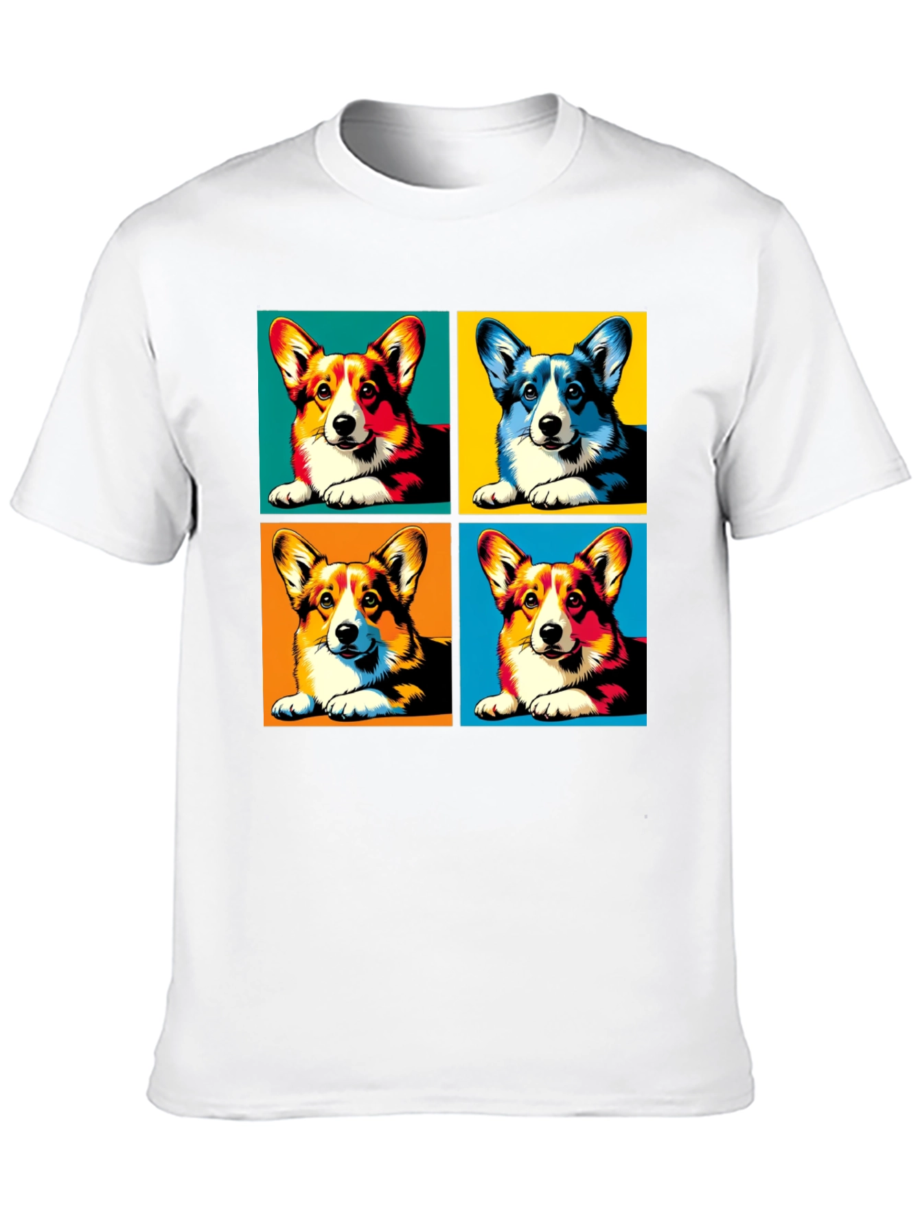 Black Pop Art Corgi Dog T-Shirt view 10