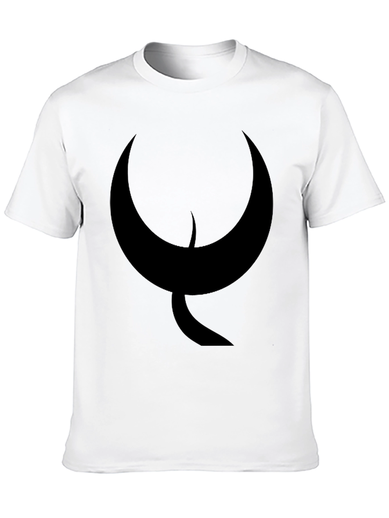Black Men's Black T-Shirt with Abstract Crescent Moon Design view 10