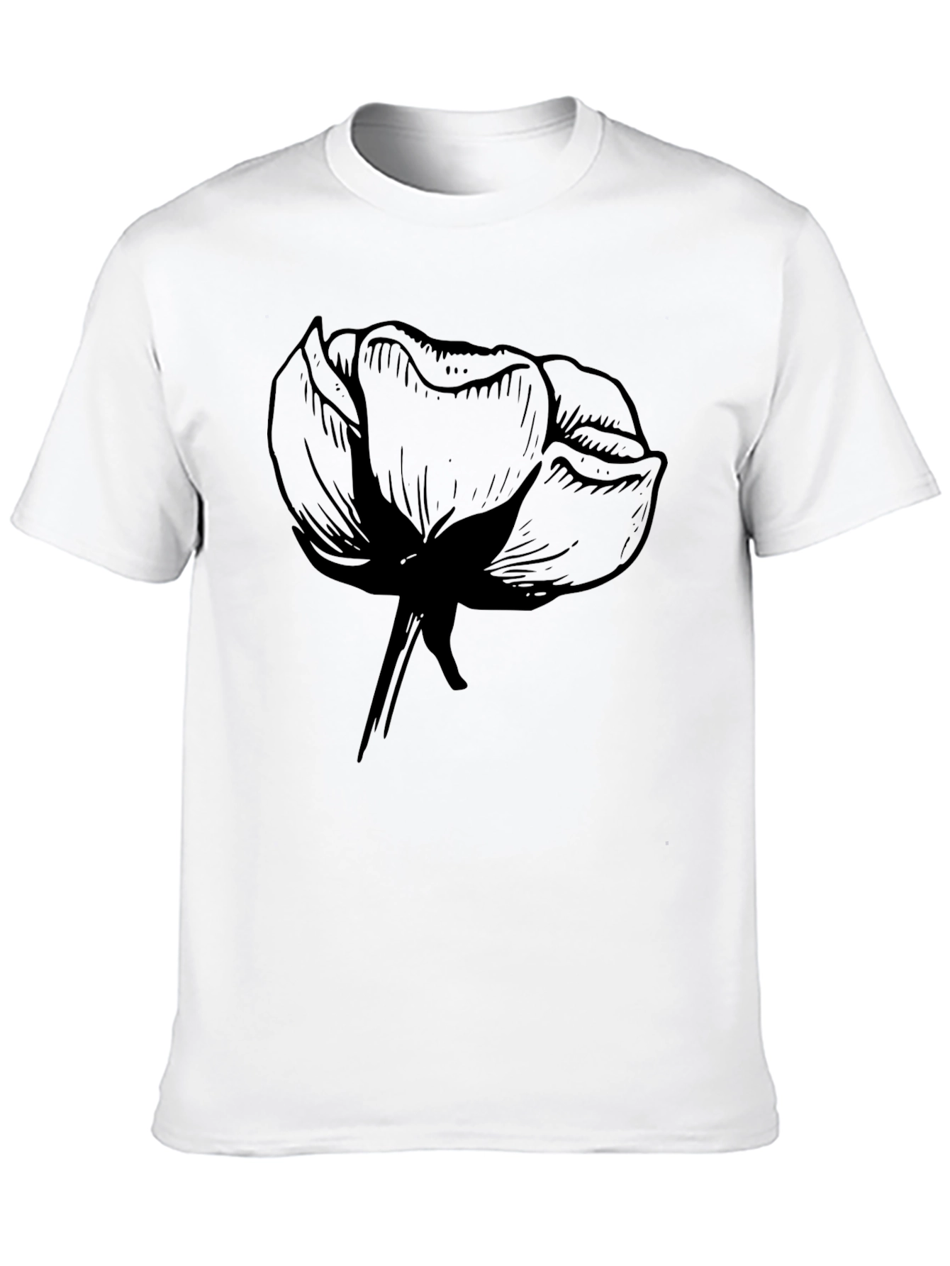 Black Men's Black Graphic Tee - Floral Design view 10