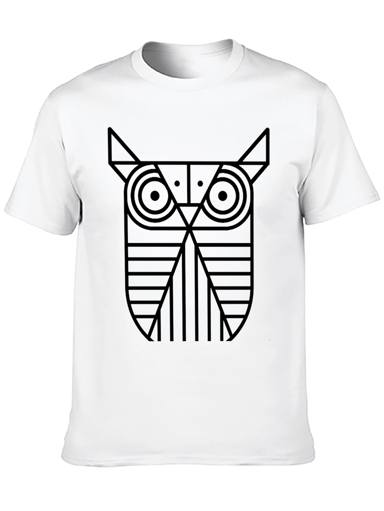 Black Geometric Owl Graphic Tee - Black Cotton T-Shirt view 10