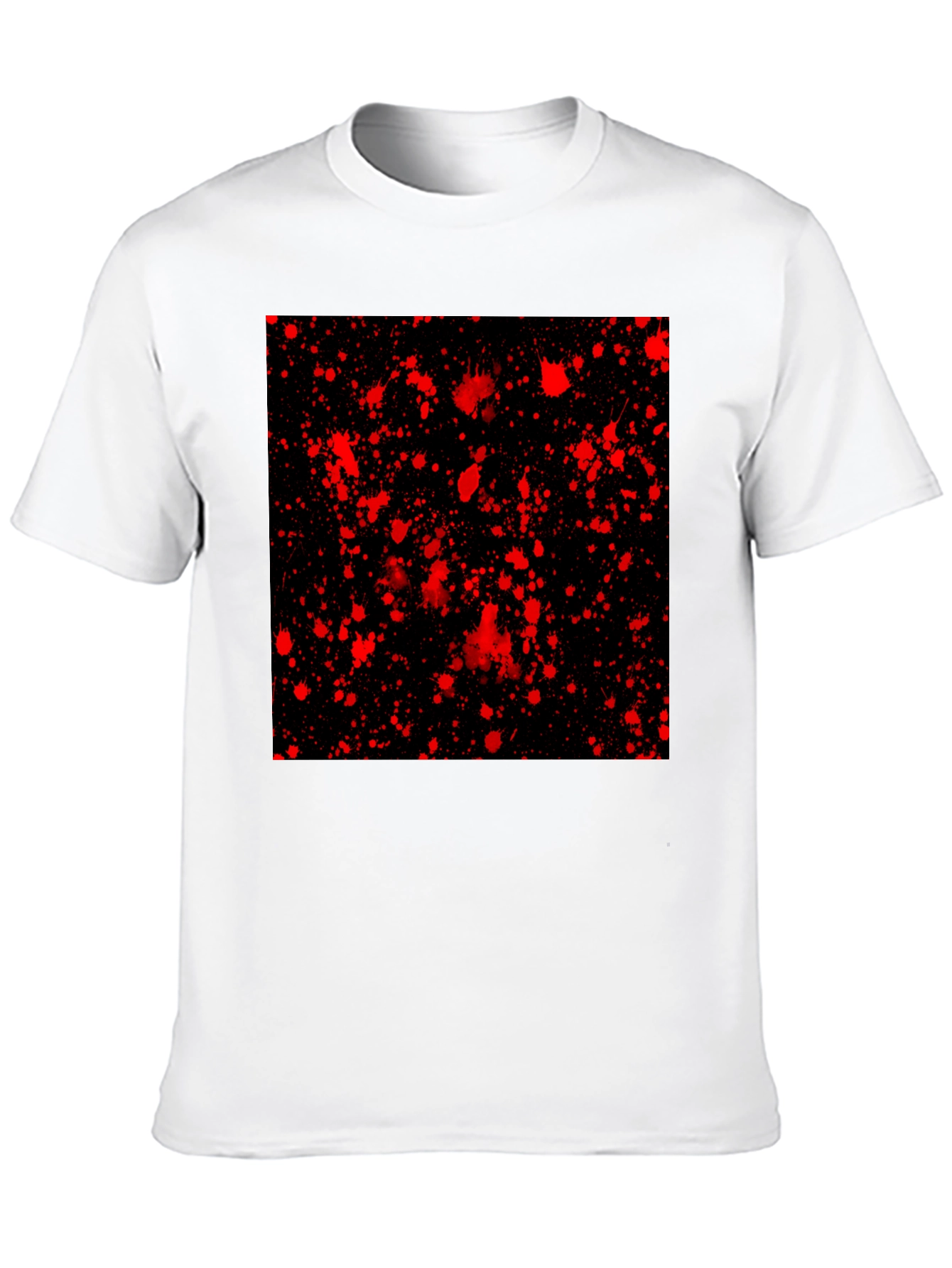 Black Edgy Black T-Shirt with Red Splatter Design view 10
