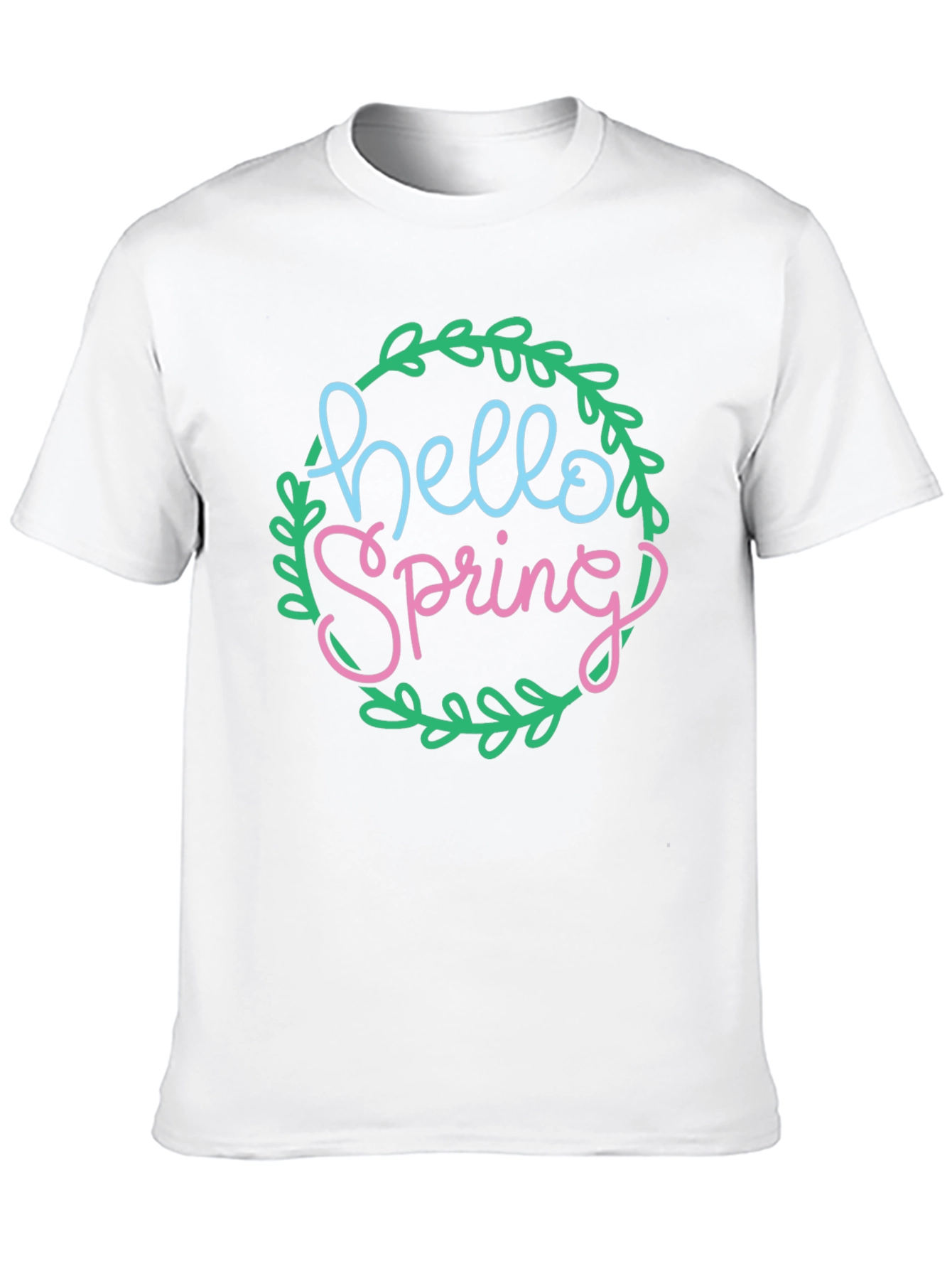 Black Hello Spring T-Shirt - Black Crew Neck Tee view 10