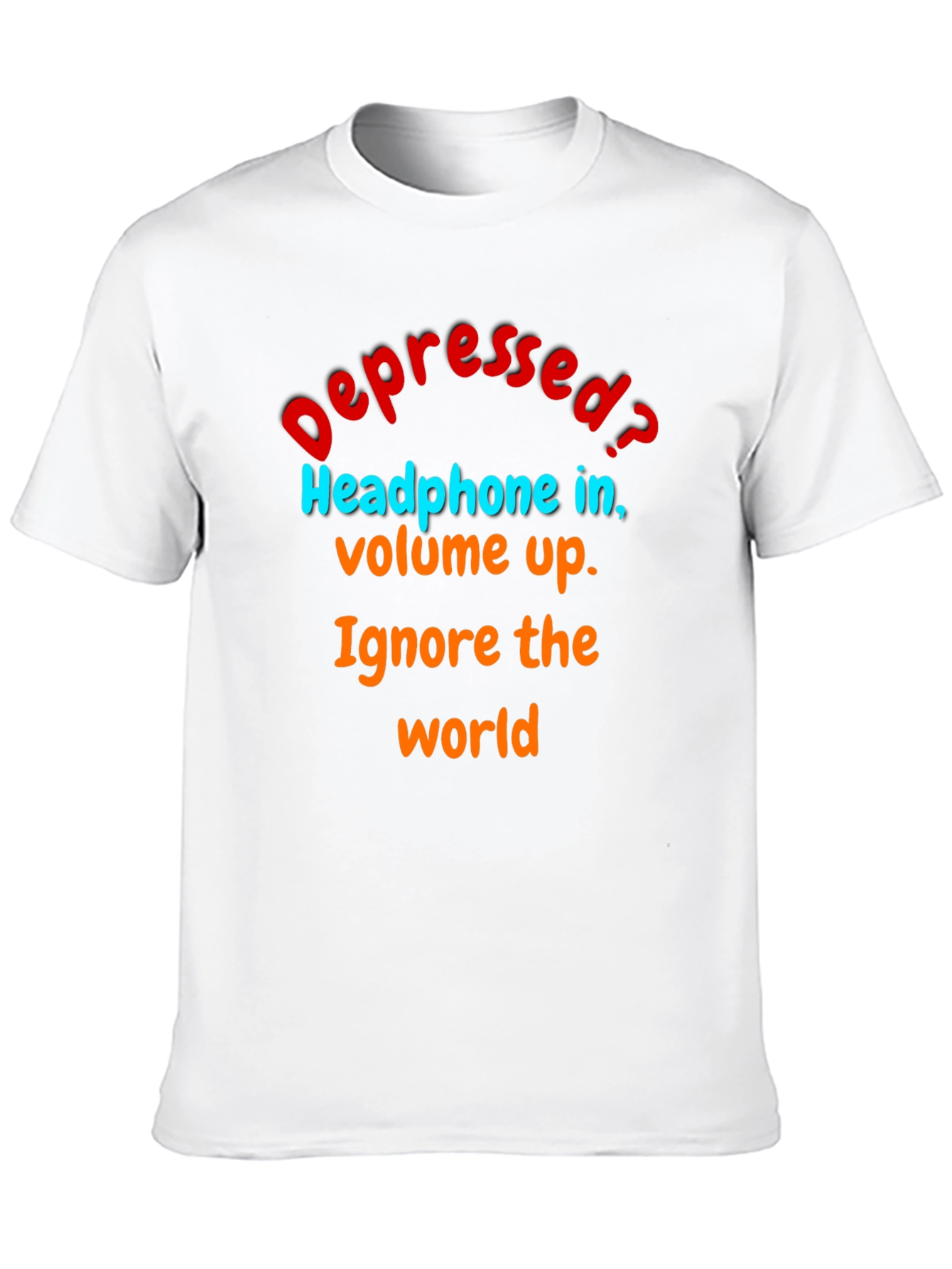 Black Depressed? Ignore the World T-Shirt view 10