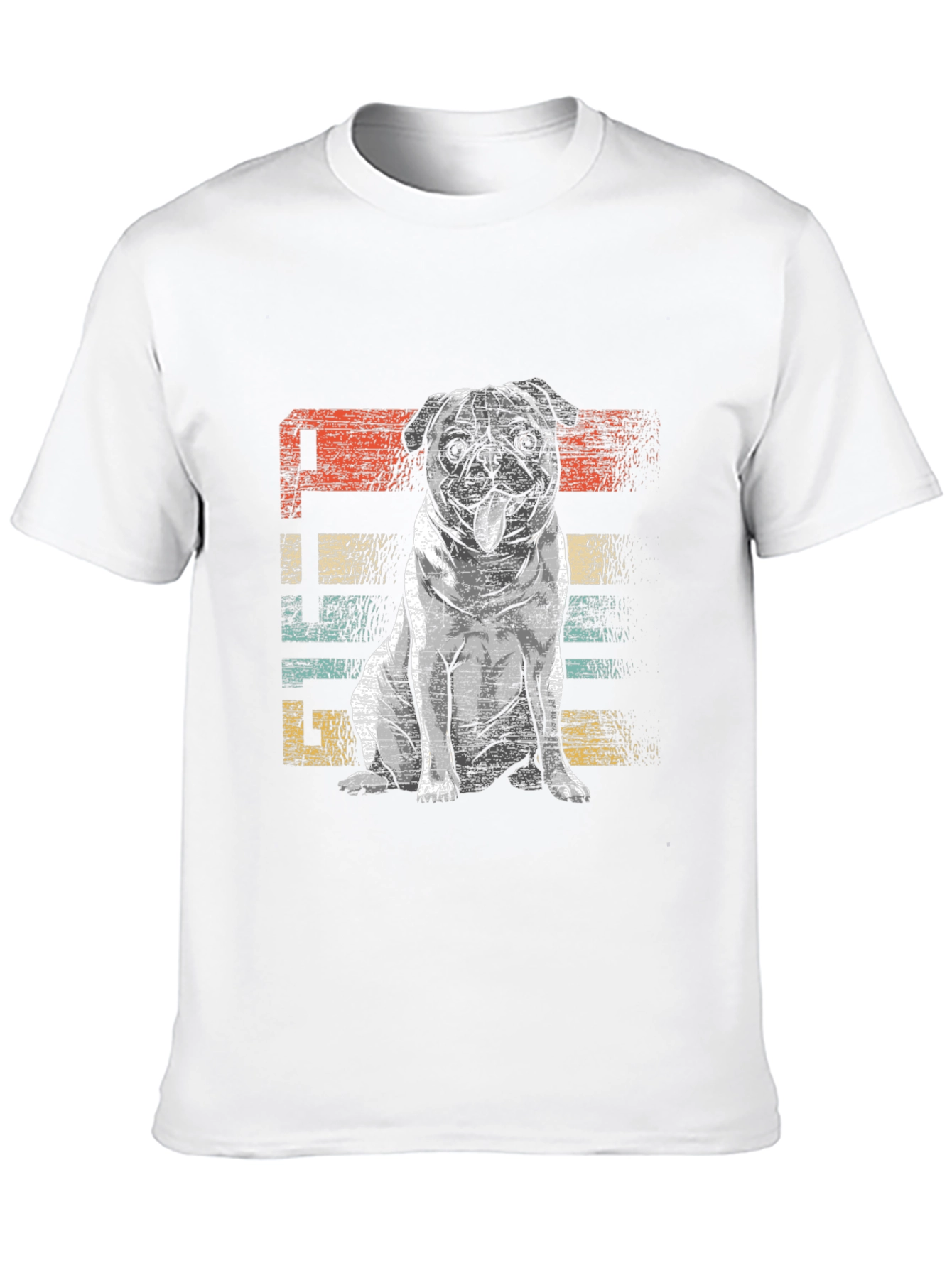 Black Retro Pug Graphic Tee - Unisex Black T-Shirt view 10