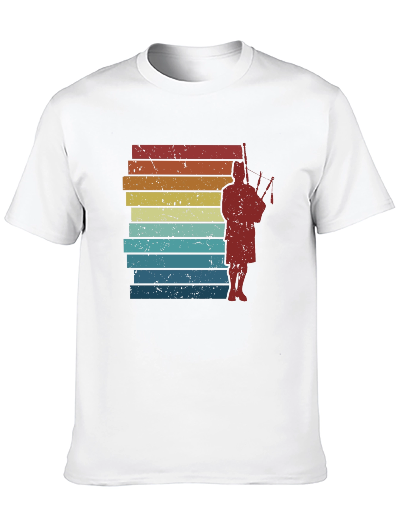 Black Retro Bagpiper T-Shirt - Vintage Scottish Design view 10