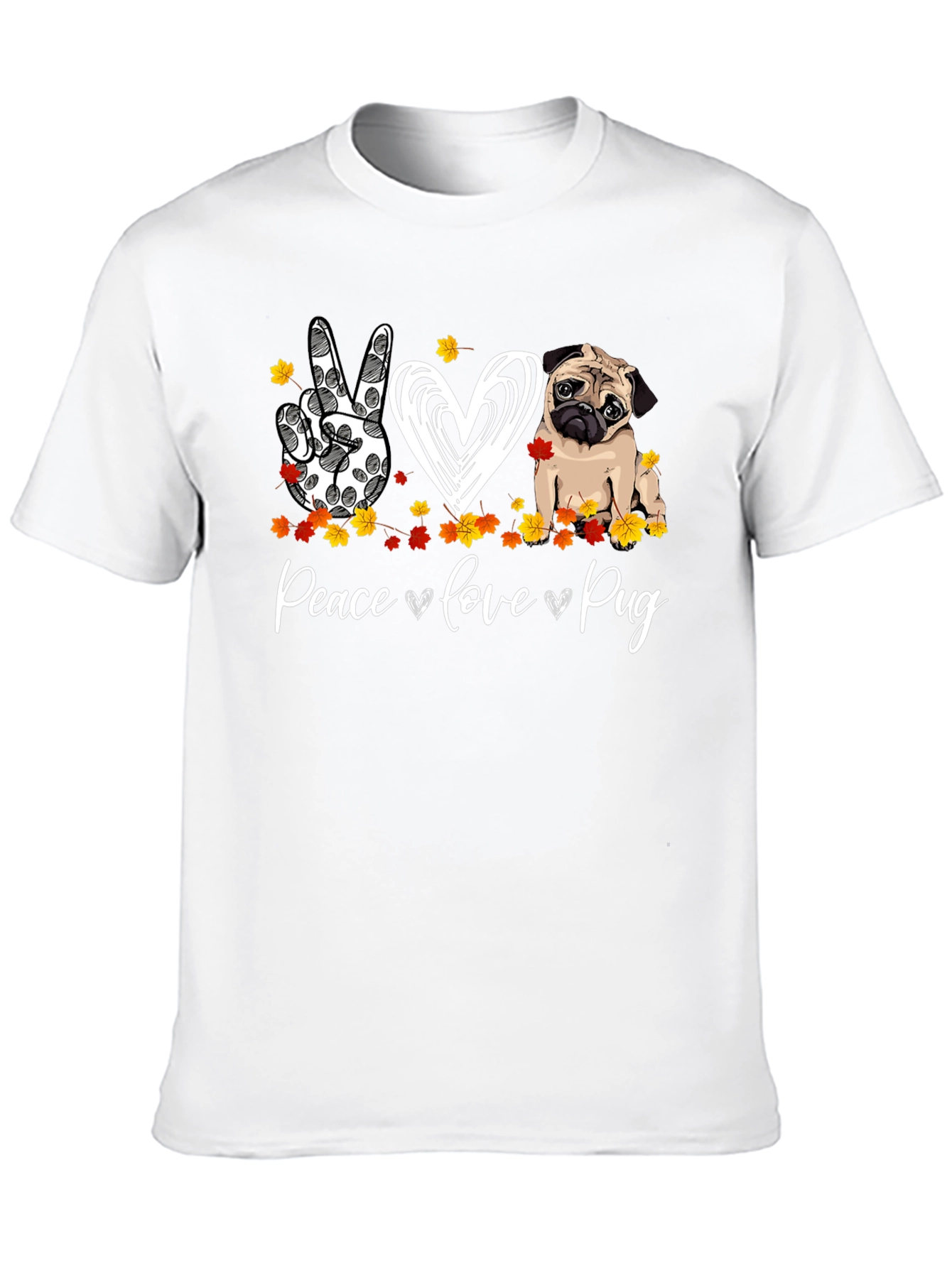 Peace Love Pug Graphic T-Shirt - 10