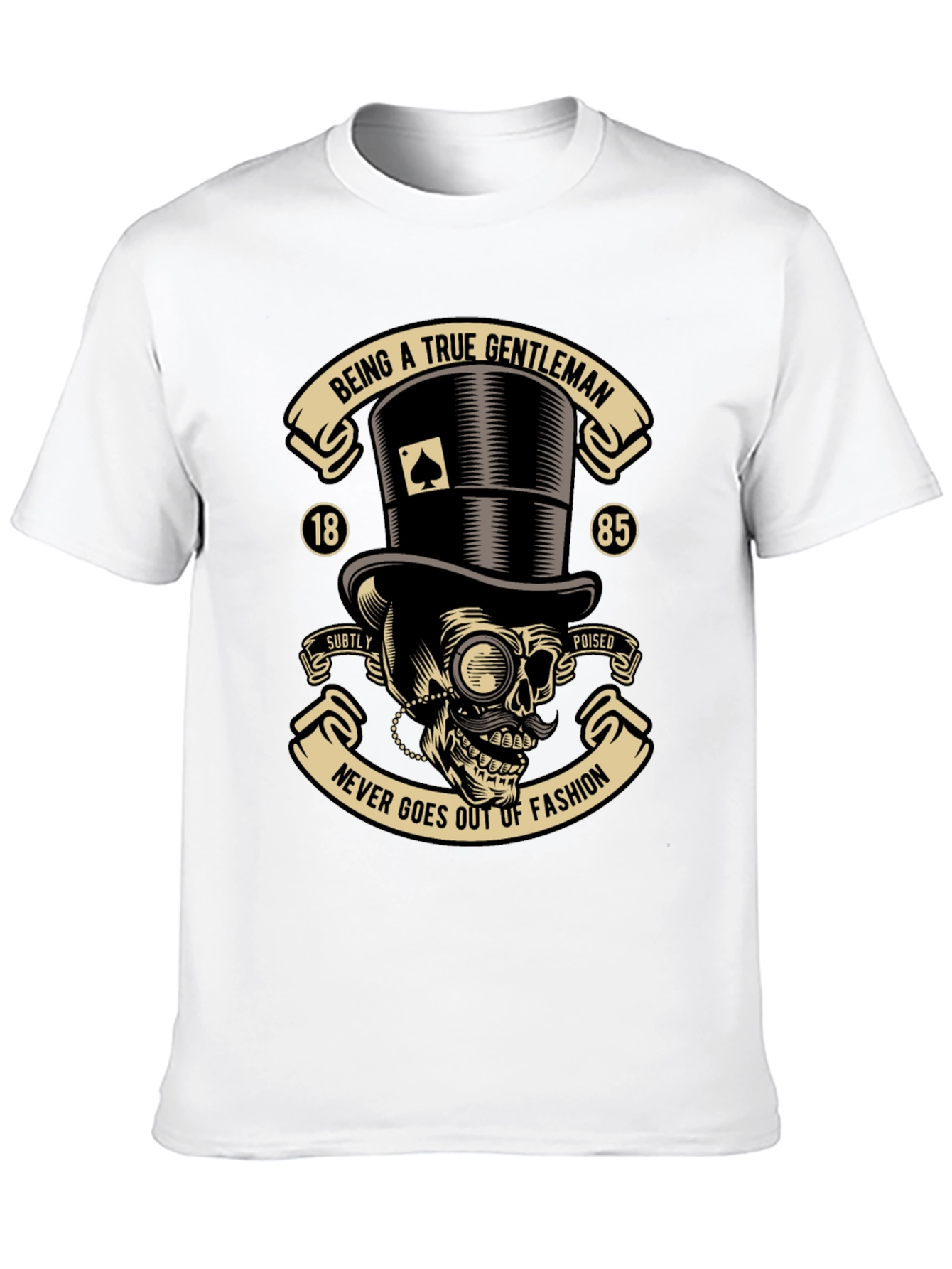 Black Gentleman Skull Graphic Tee - Never Out of Fashion view 10