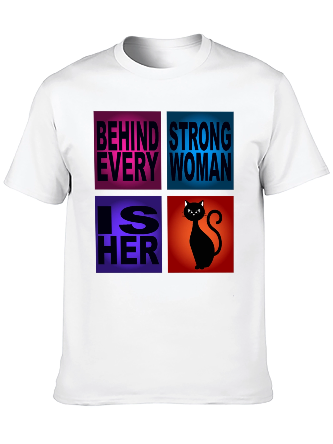 Black Behind Every Strong Woman Cat T-Shirt view 10