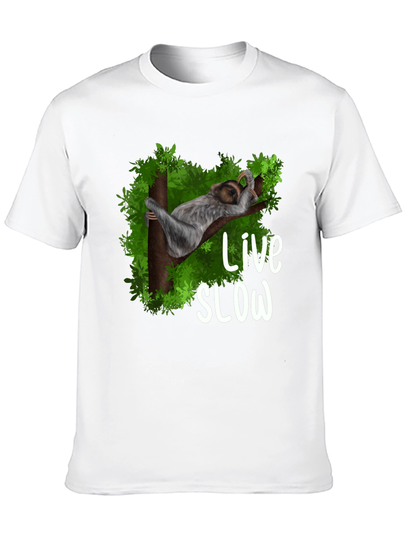 Black Live Slow Sloth Graphic Tee - Unisex Black T-Shirt view 10