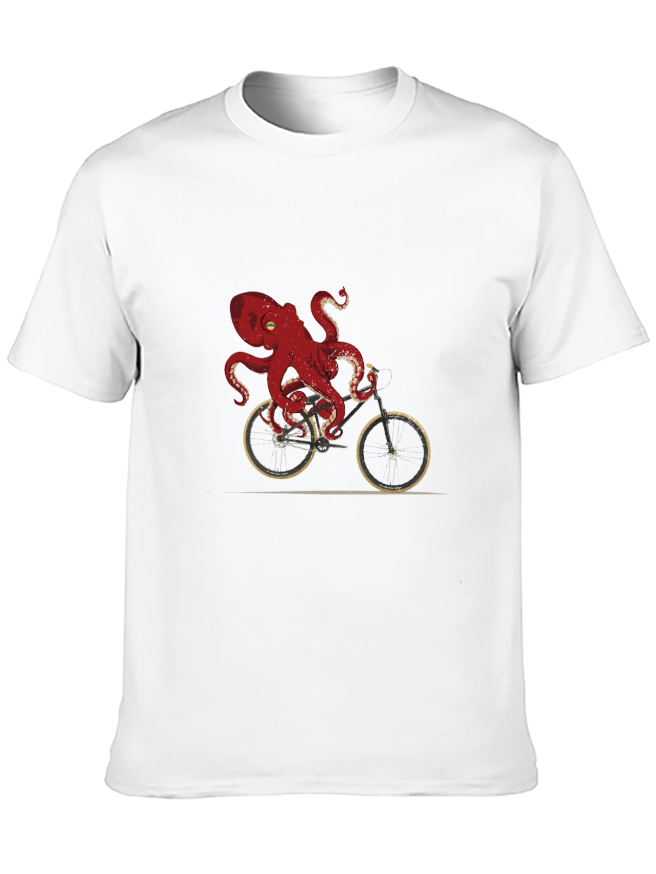 Black Octopus Riding Bike Graphic T-Shirt view 10