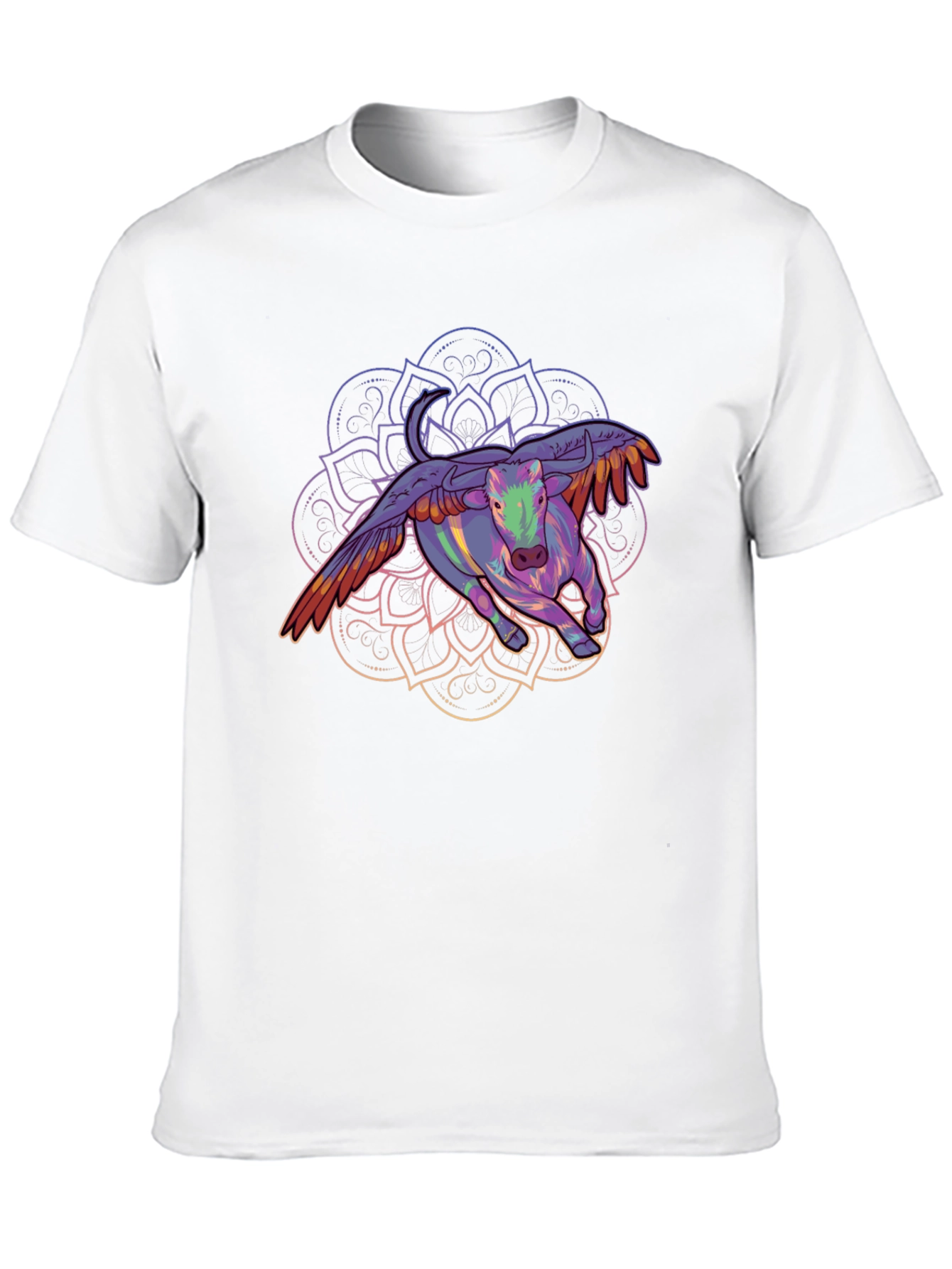 Black Winged Bull Mandala Graphic Tee - Black view 10