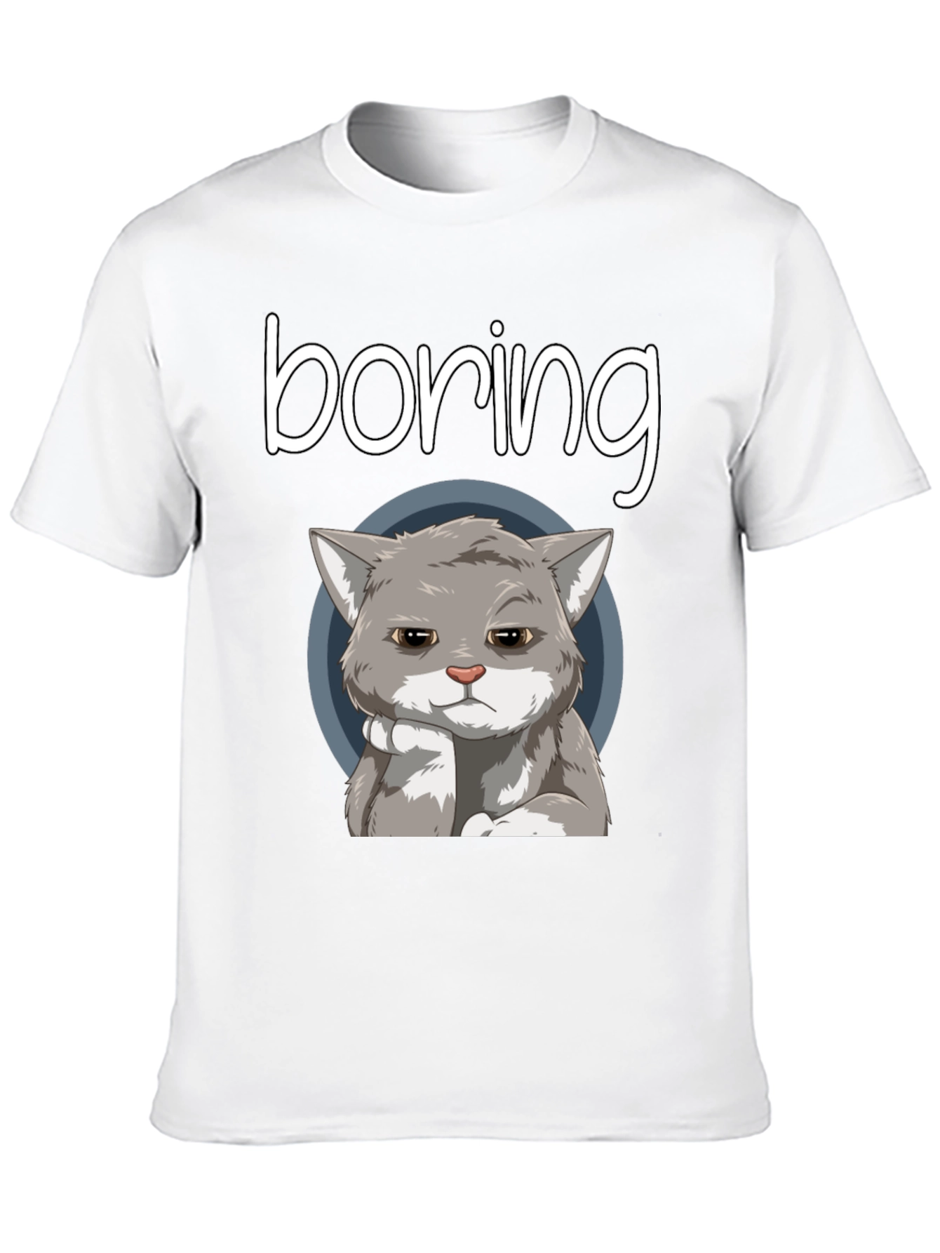 Black Boring Cat T-Shirt - Funny Graphic Tee view 10