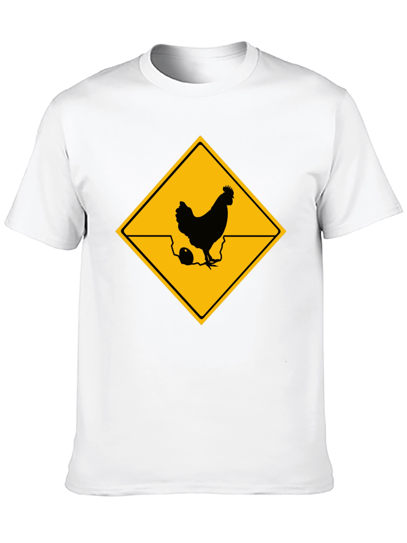 Black Chicken Crossing T-Shirt - Novelty Graphic Tee view 10