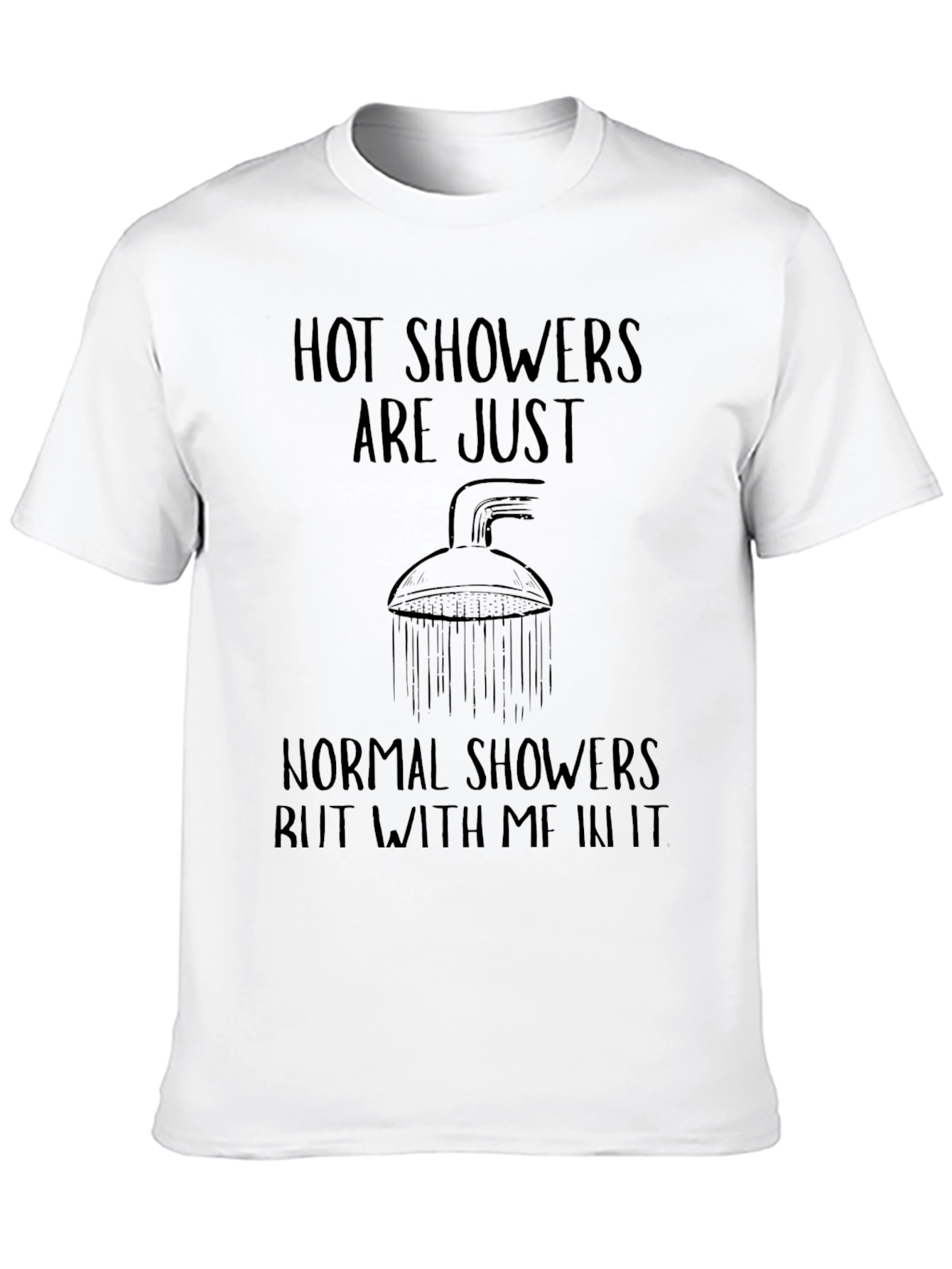 Black Humorous 'Hot Showers' Graphic Tee - Black view 10
