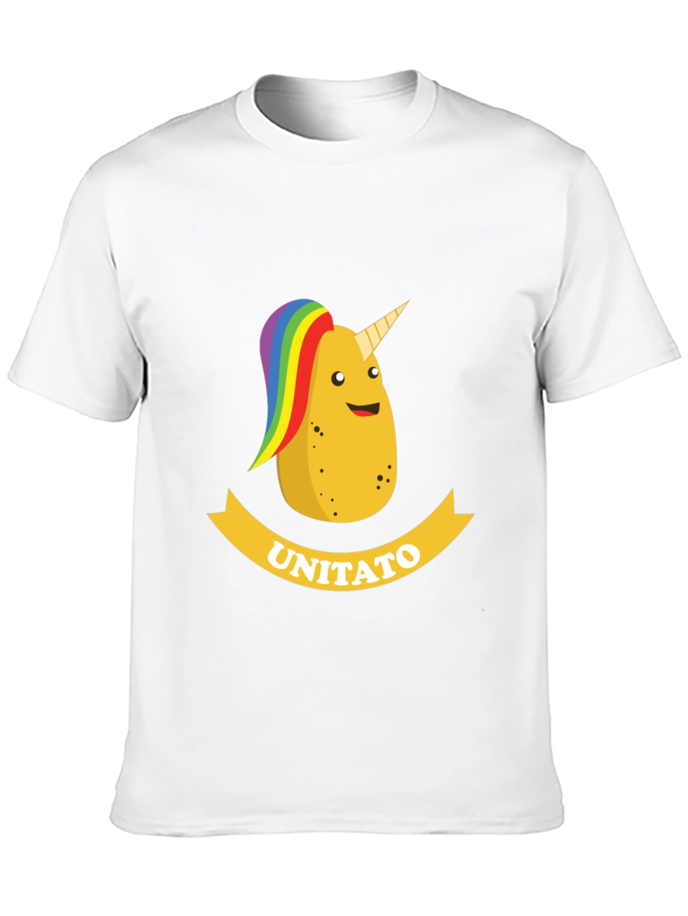 Black Unitato Potato Unicorn Black T-Shirt view 10