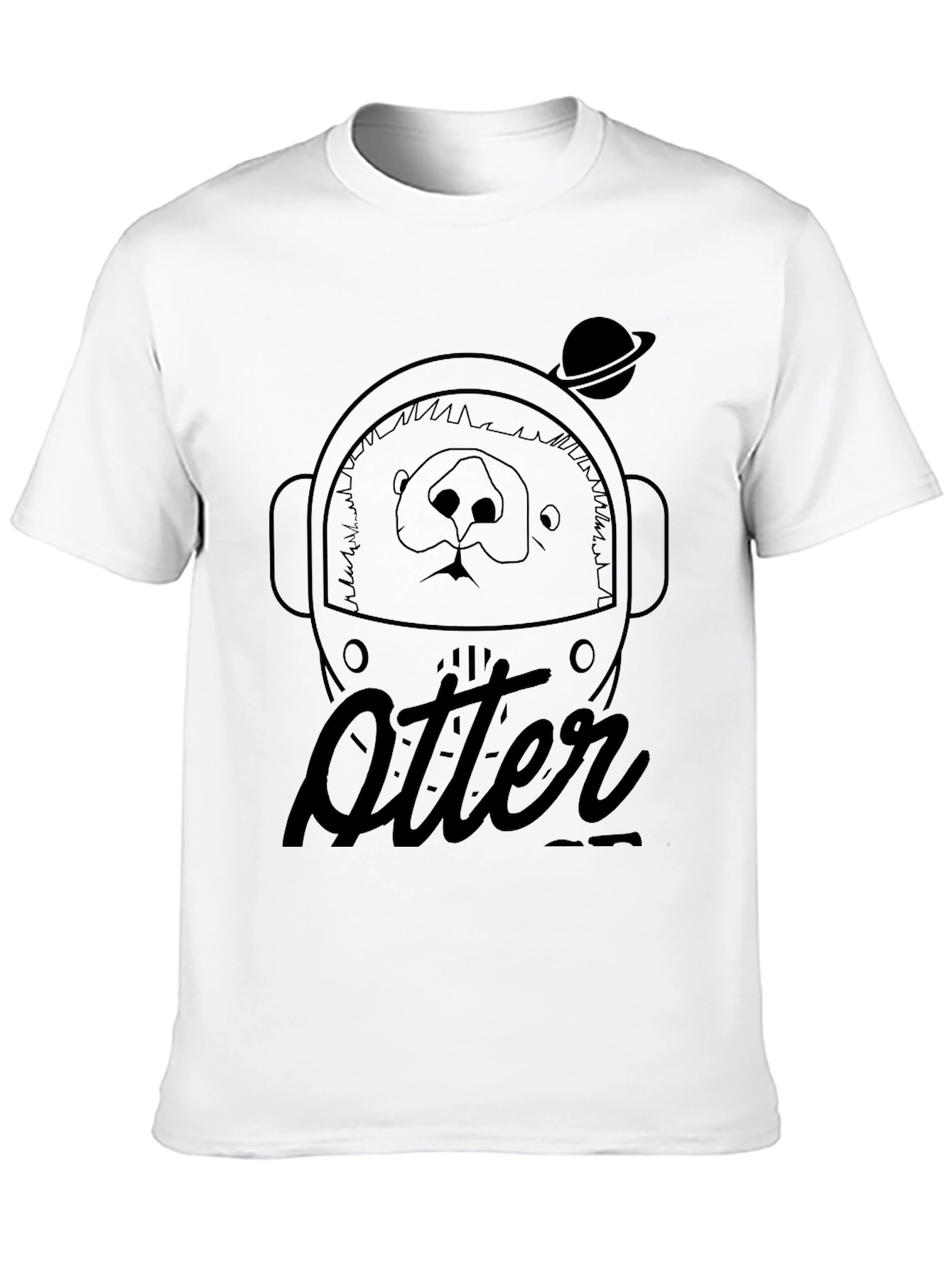 Black Otter Astronaut Black Graphic T-Shirt view 10