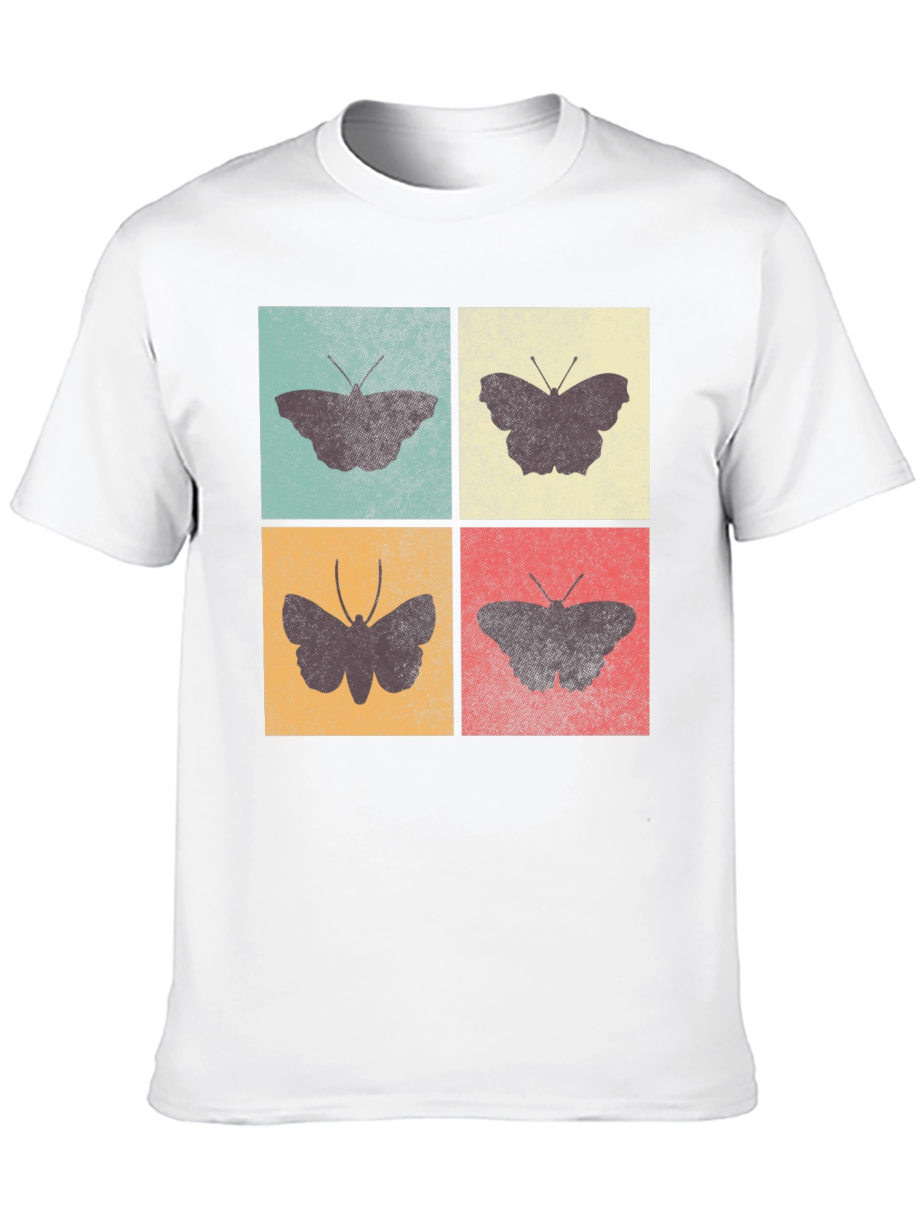 Retro Butterfly Block Print Tee - Soft Cotton Casual Wear - 10