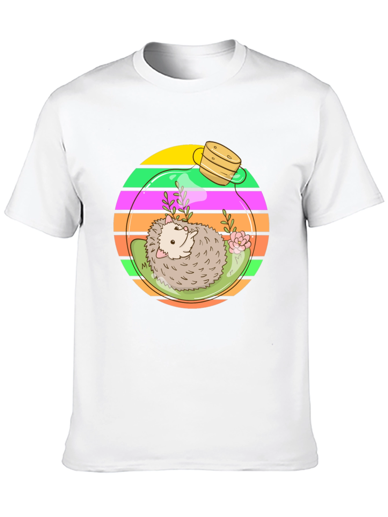 Black Hedgehog Terrarium Graphic Tee - Novelty T-Shirt view 10