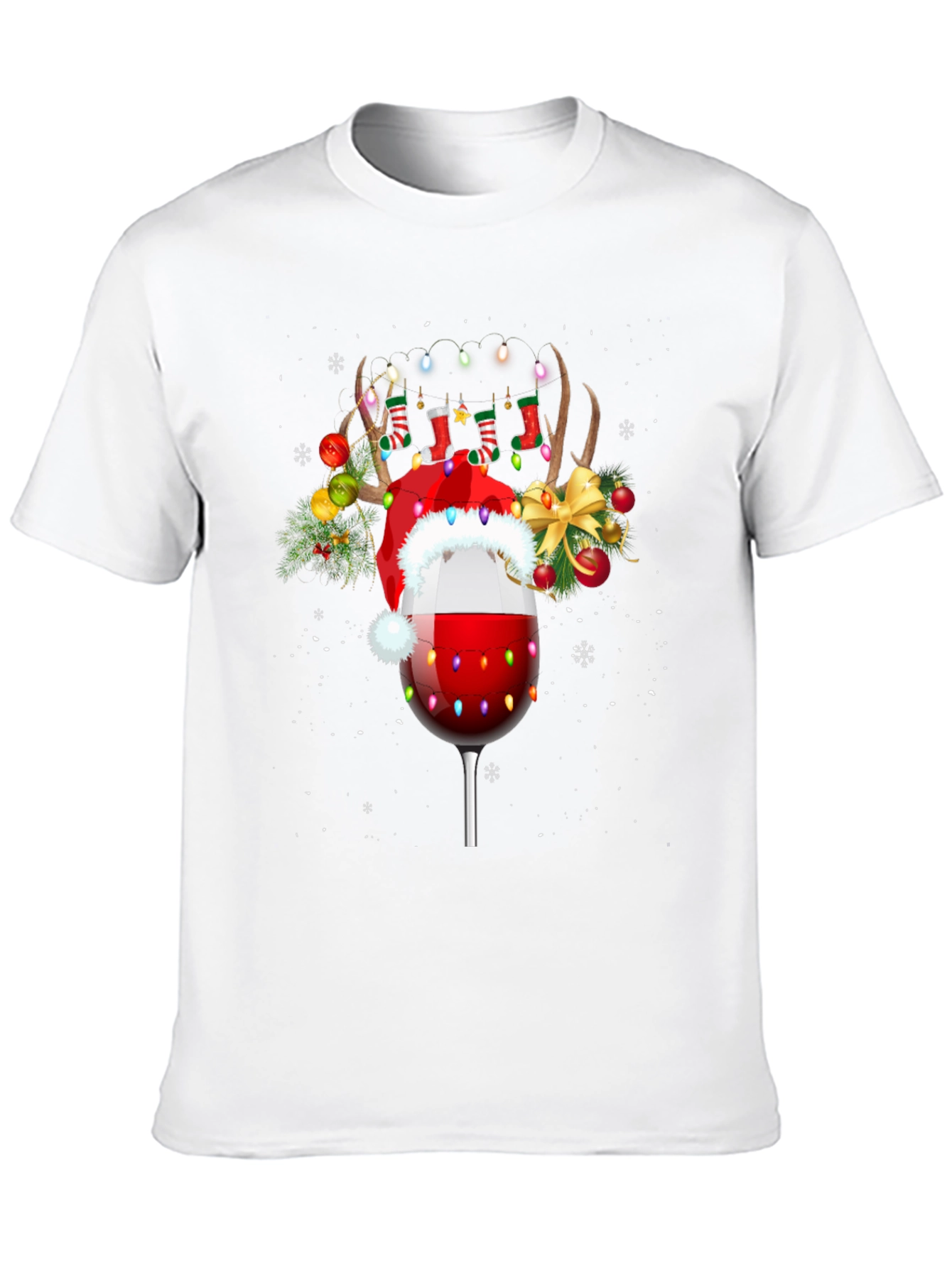 Black Festive Wine Glass Christmas T-Shirt view 10