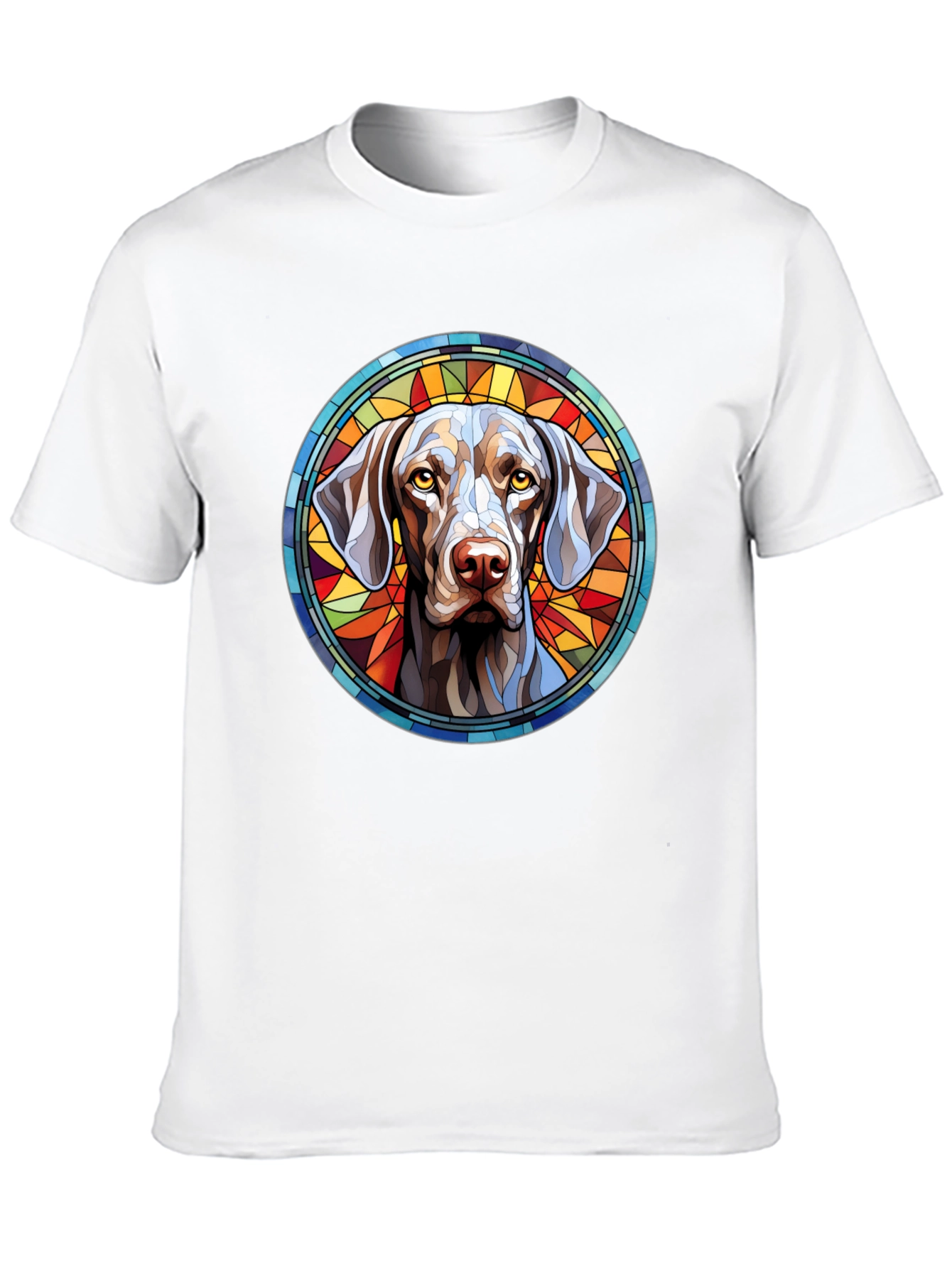 Black Dog Portrait Stained Glass Style Graphic Tee view 10