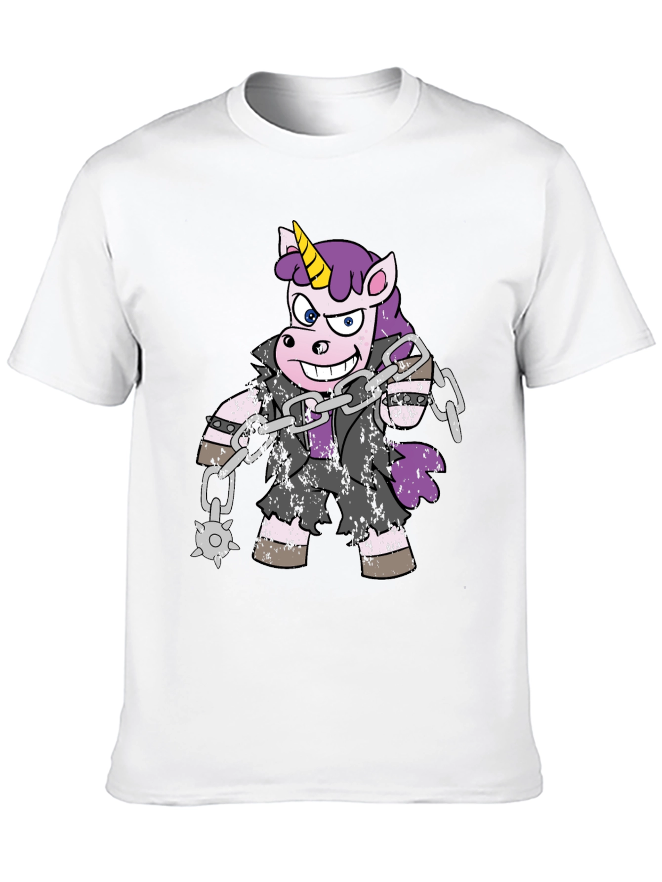 Black Unicorn Biker T-Shirt - Black Cotton Tee view 10