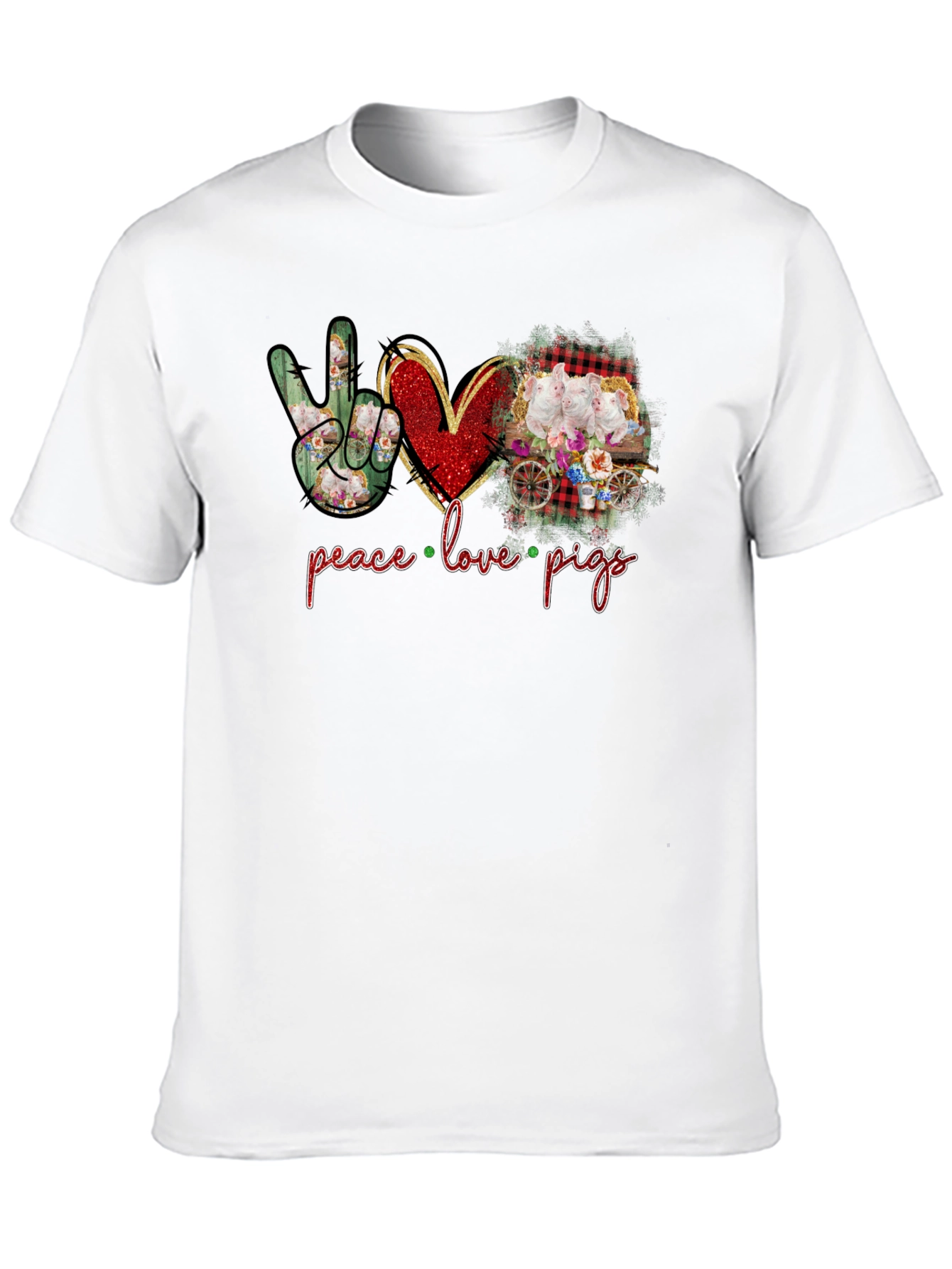 Black Peace Love Pigs Graphic T-Shirt view 10